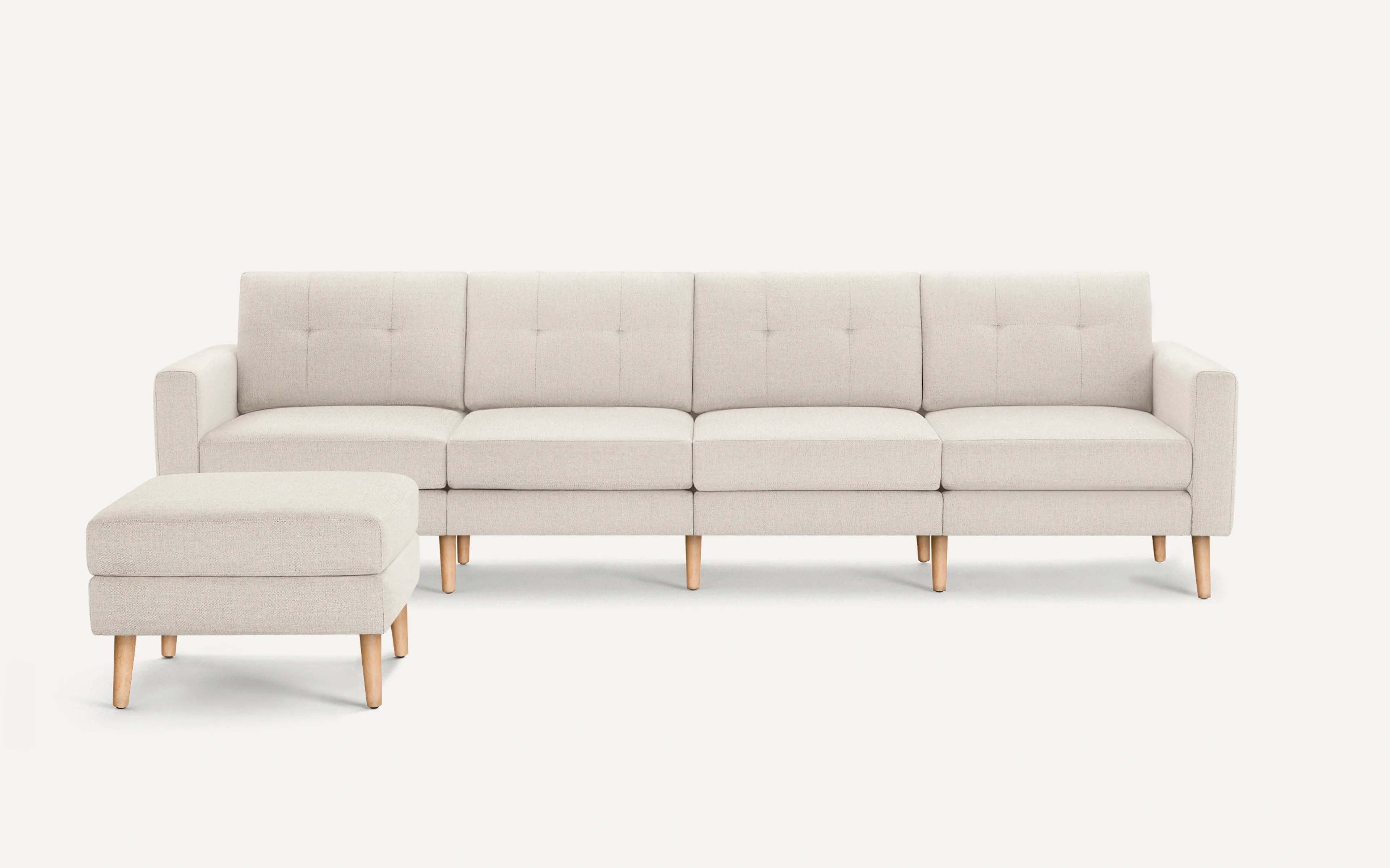 Original Nomad King Sofa with Ottoman in Ivory Fabric