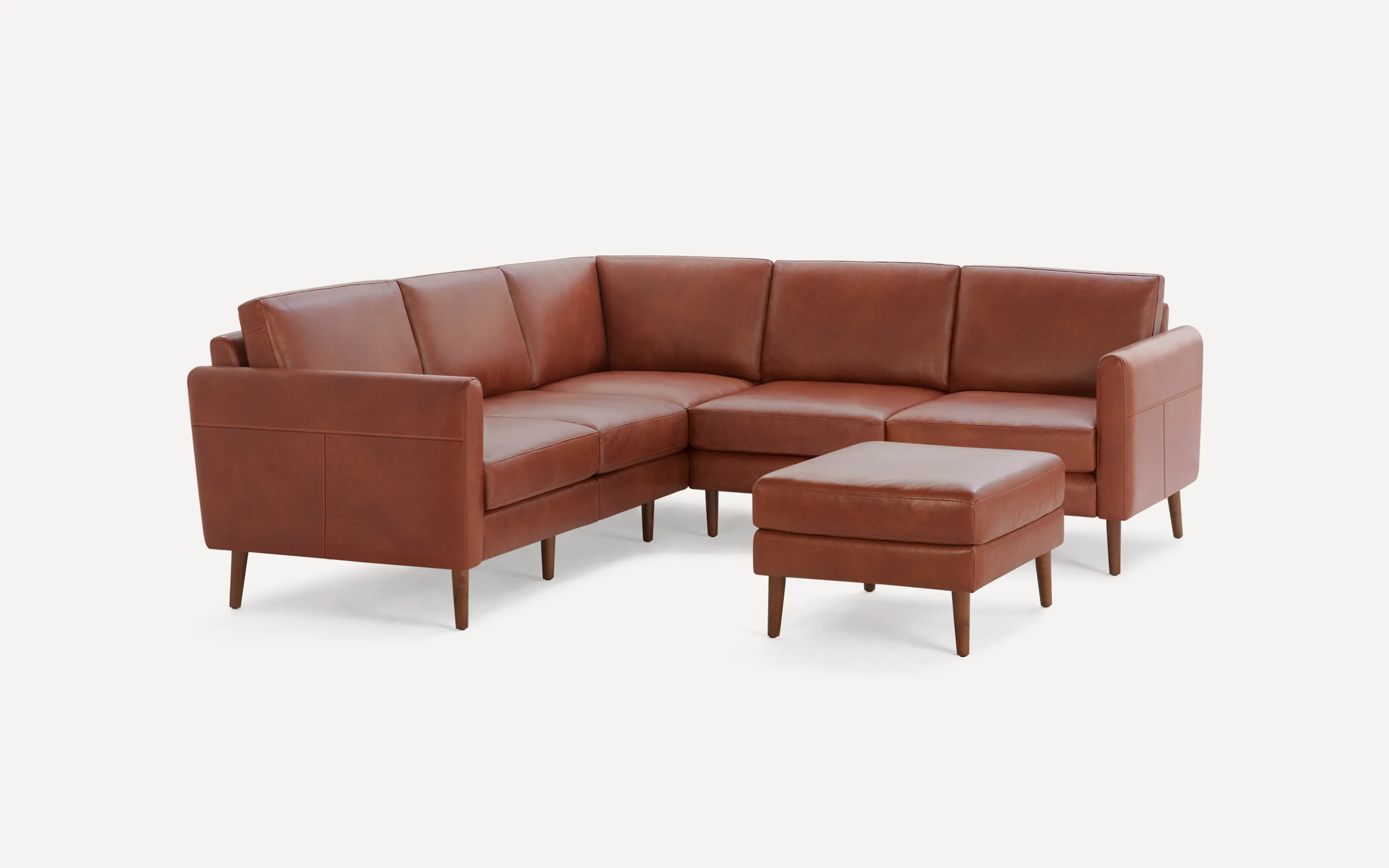 Arch Nomad Leather 5-Seat Corner Sectional with Ottoman