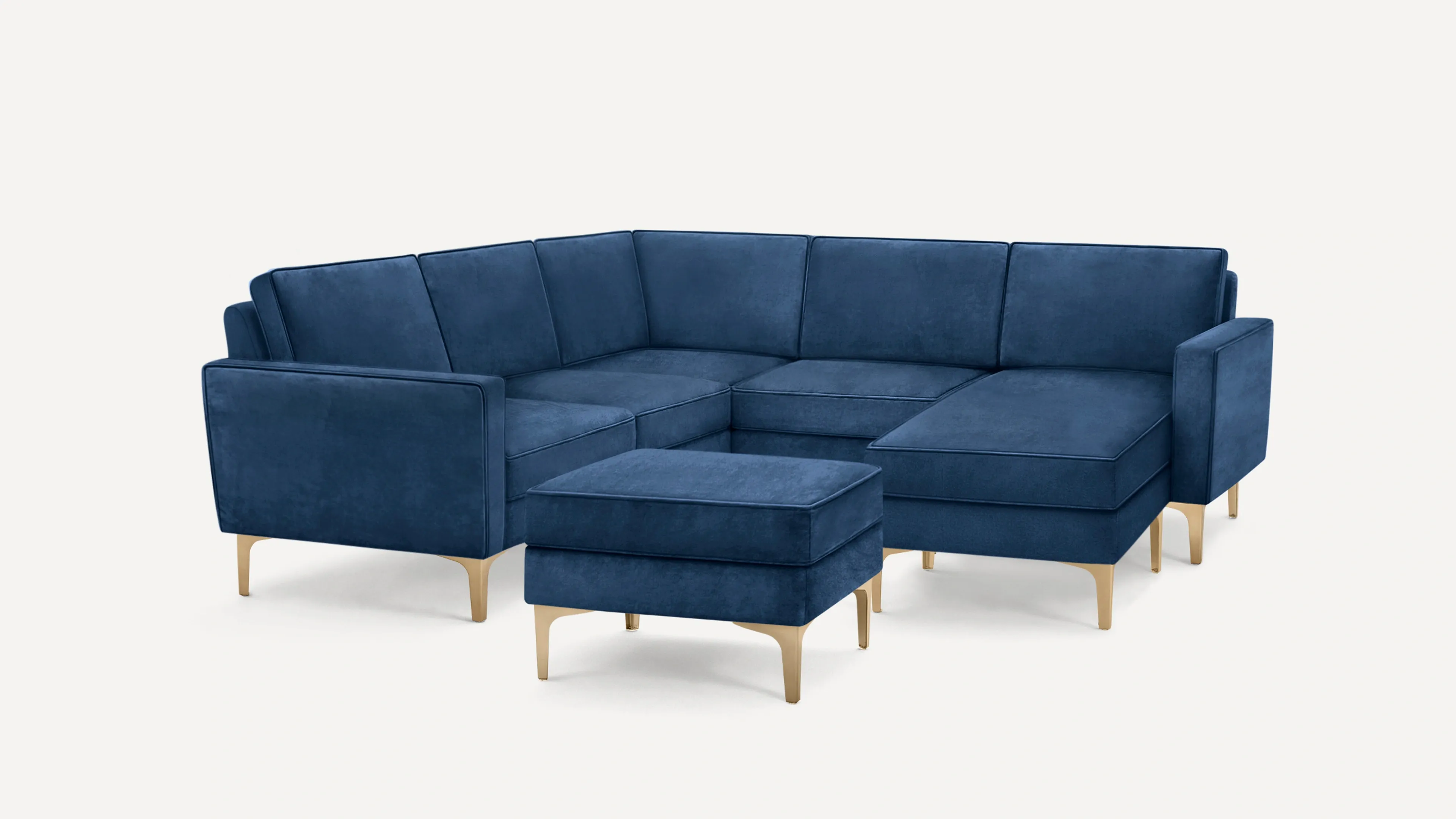 Nomad Velvet 5-Seat Corner Sectional with Chaise and Ottoman