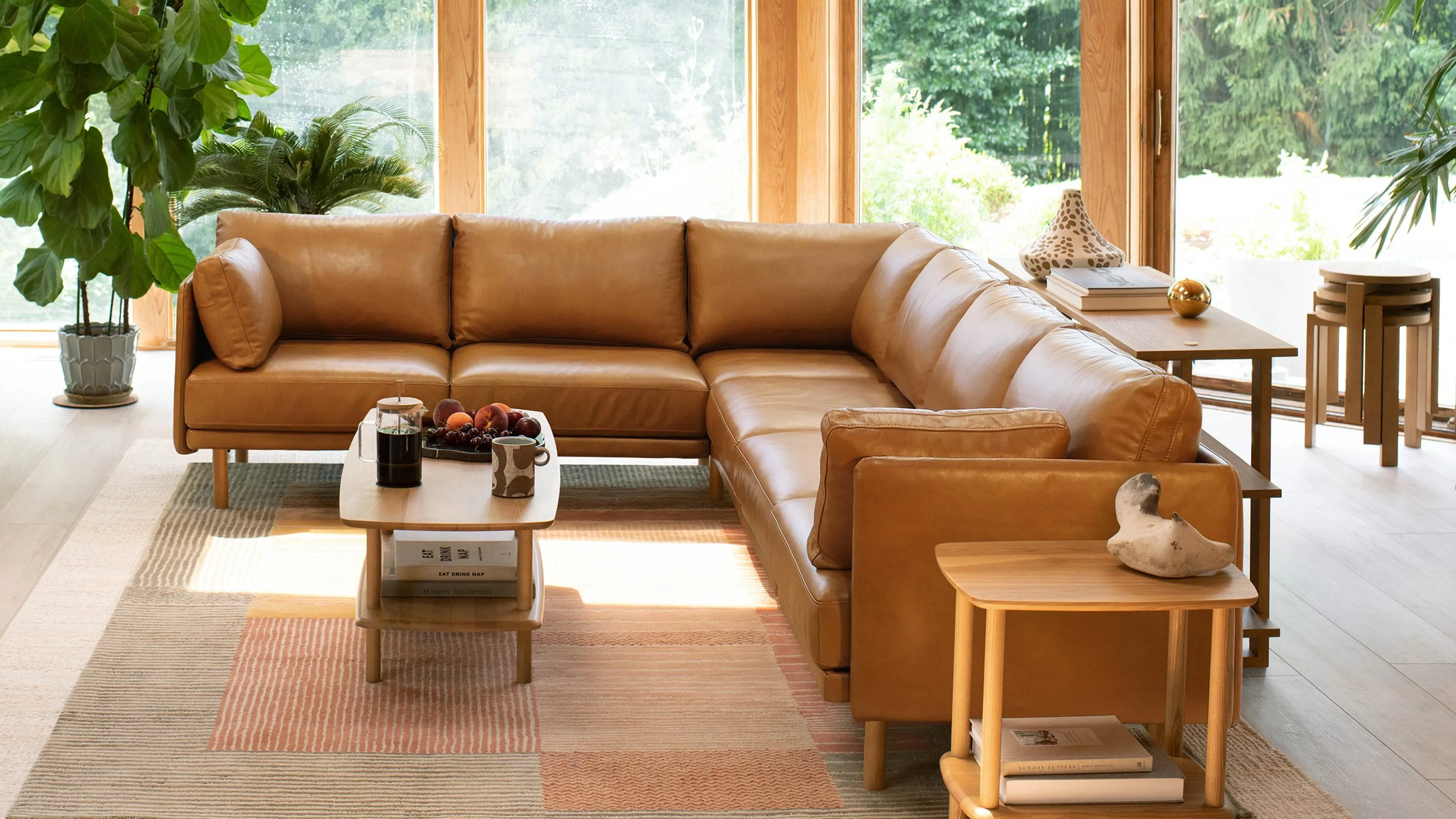 Field Leather 3-Piece Sectional Lounger