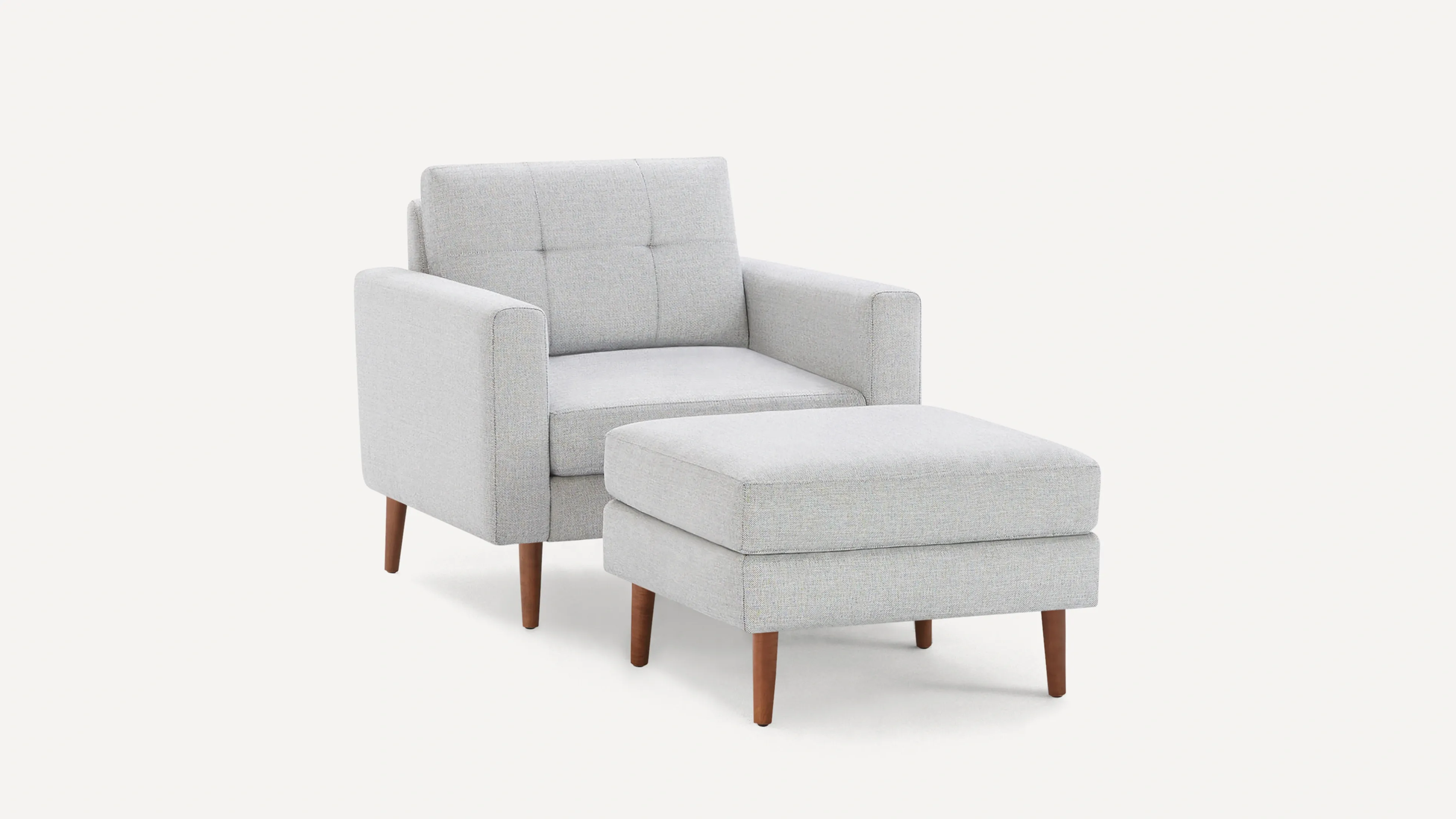 Original Nomad Armchair with Ottoman in Crushed Gravel Fabric
