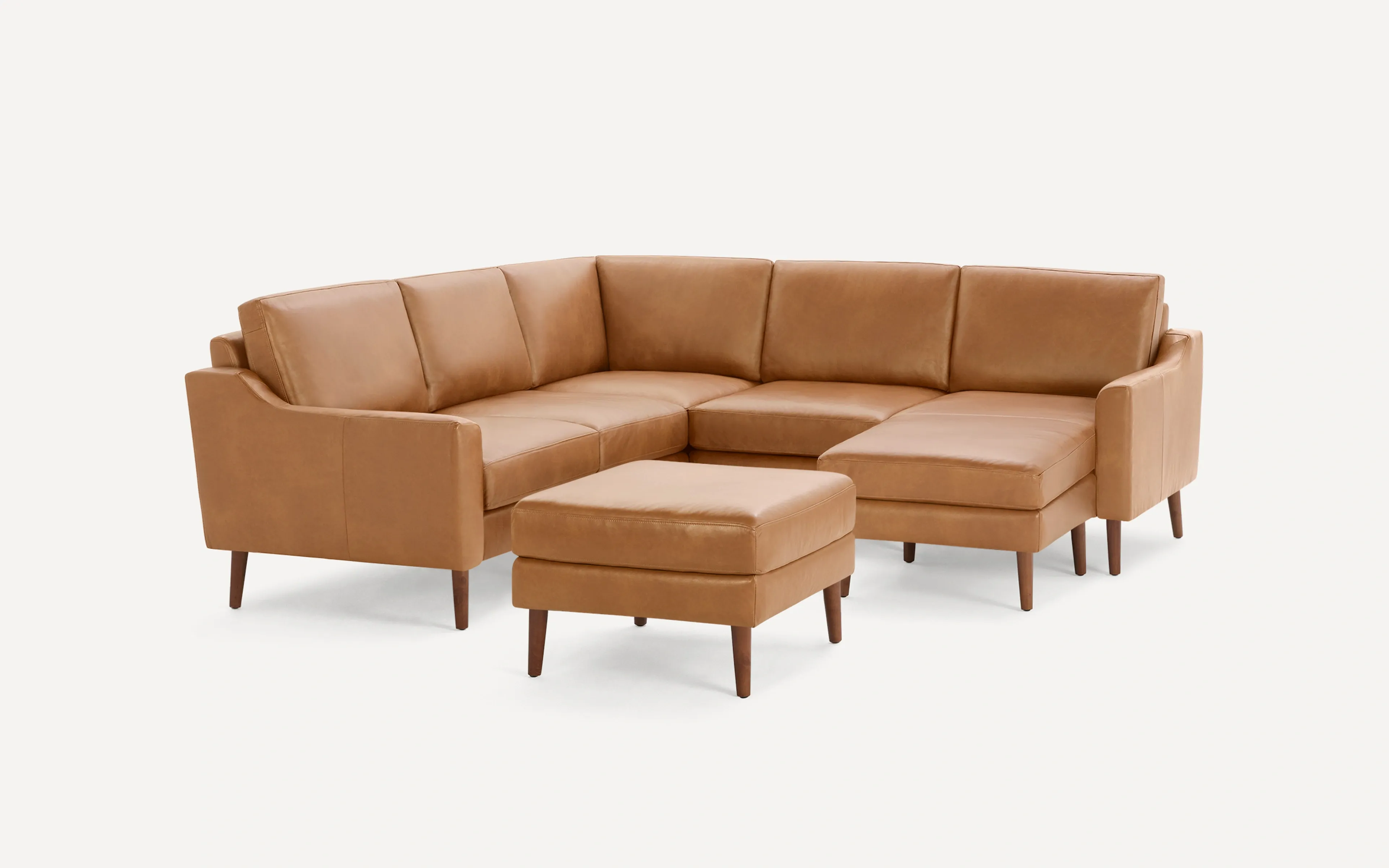 Slope Nomad Leather 5-Seat Corner Sectional with Chaise and Ottoman