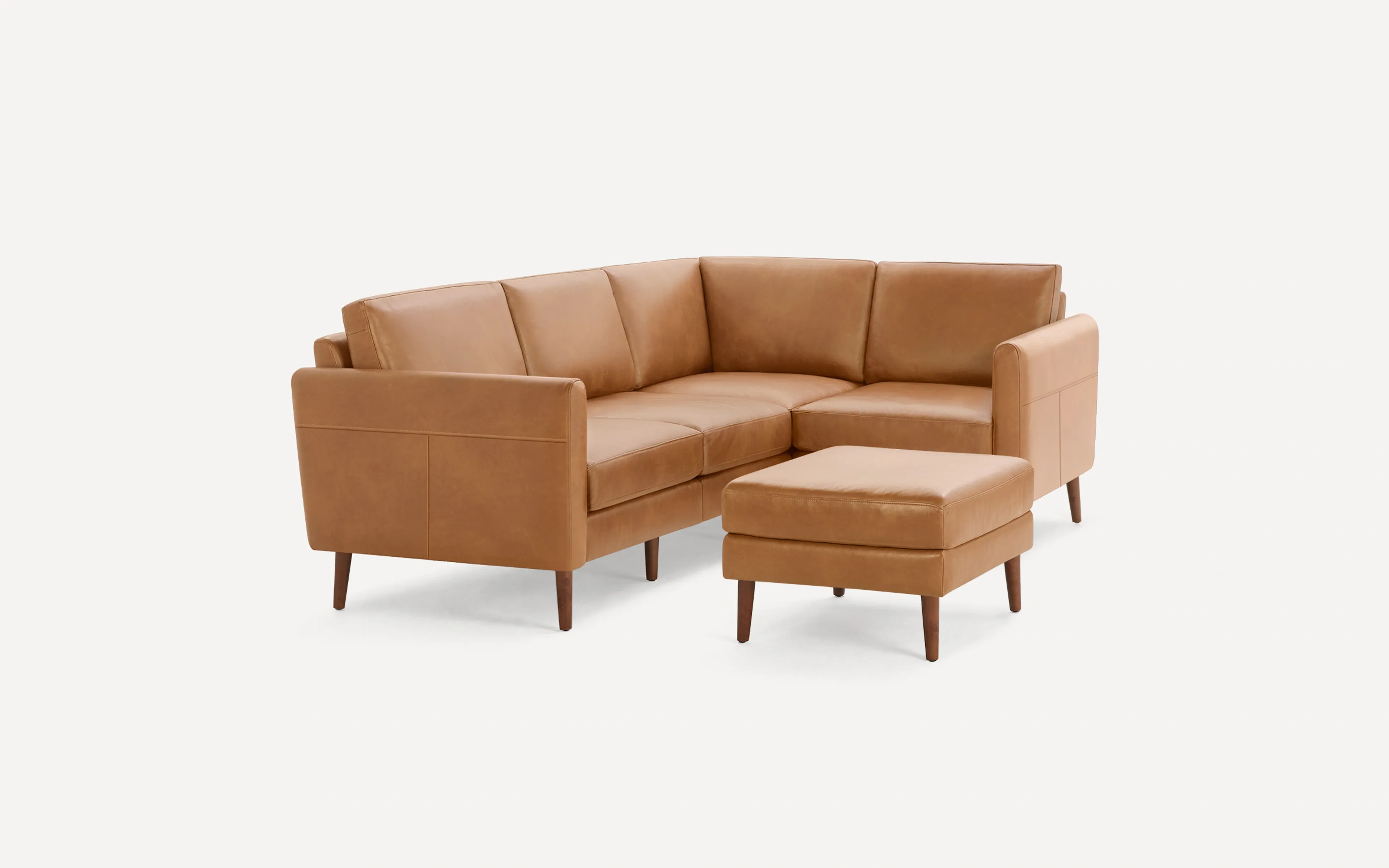 Arch Nomad Leather 4-Seat Corner Sectional with Ottoman