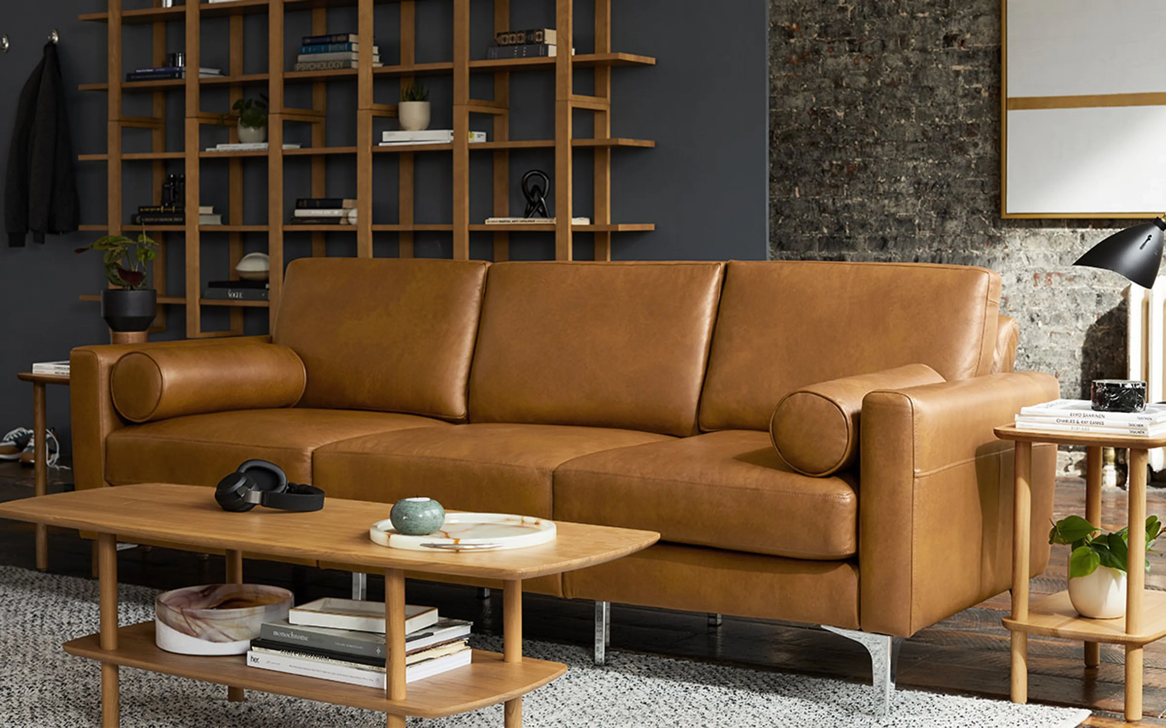Original Nomad Chaise Loveseat in Camel Leather