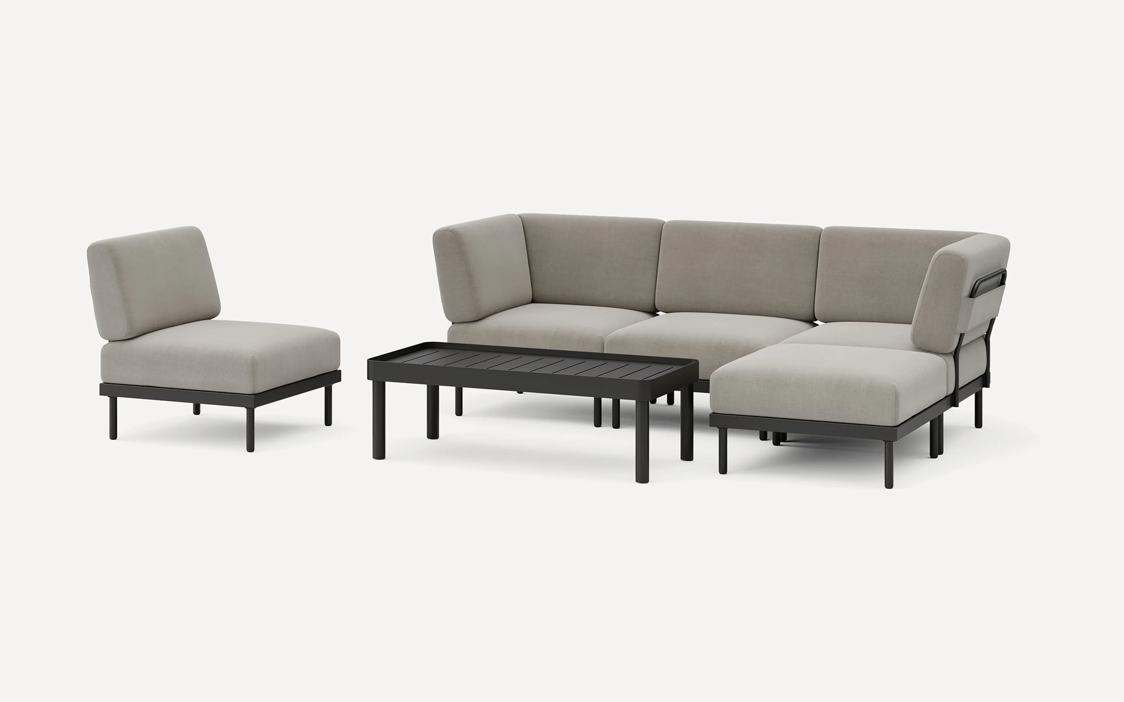 Relay Outdoor 4-Piece Sectional, Chair, & Coffee Table Set