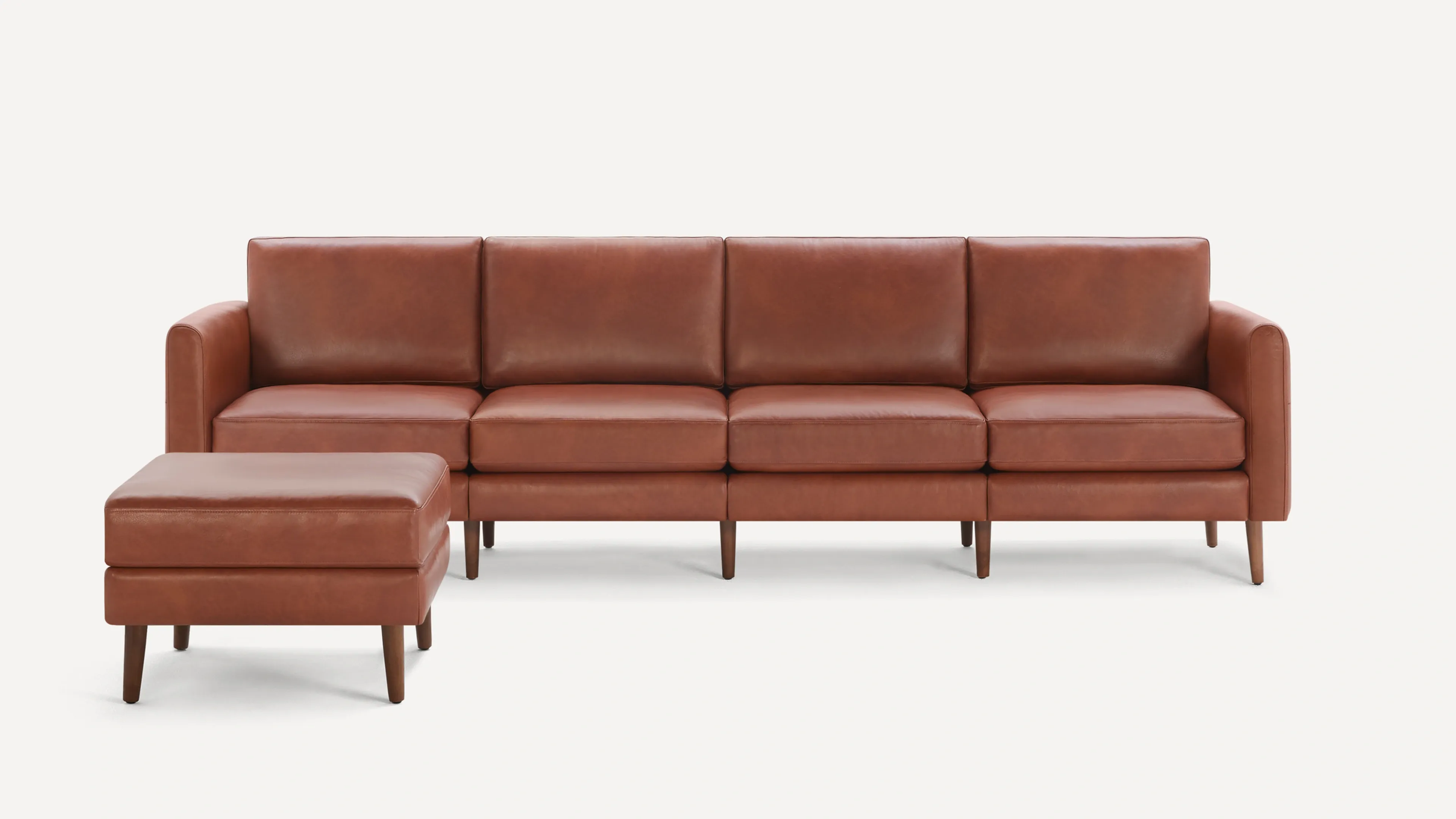 Original King Sofa with Ottoman in Chestnut Leather