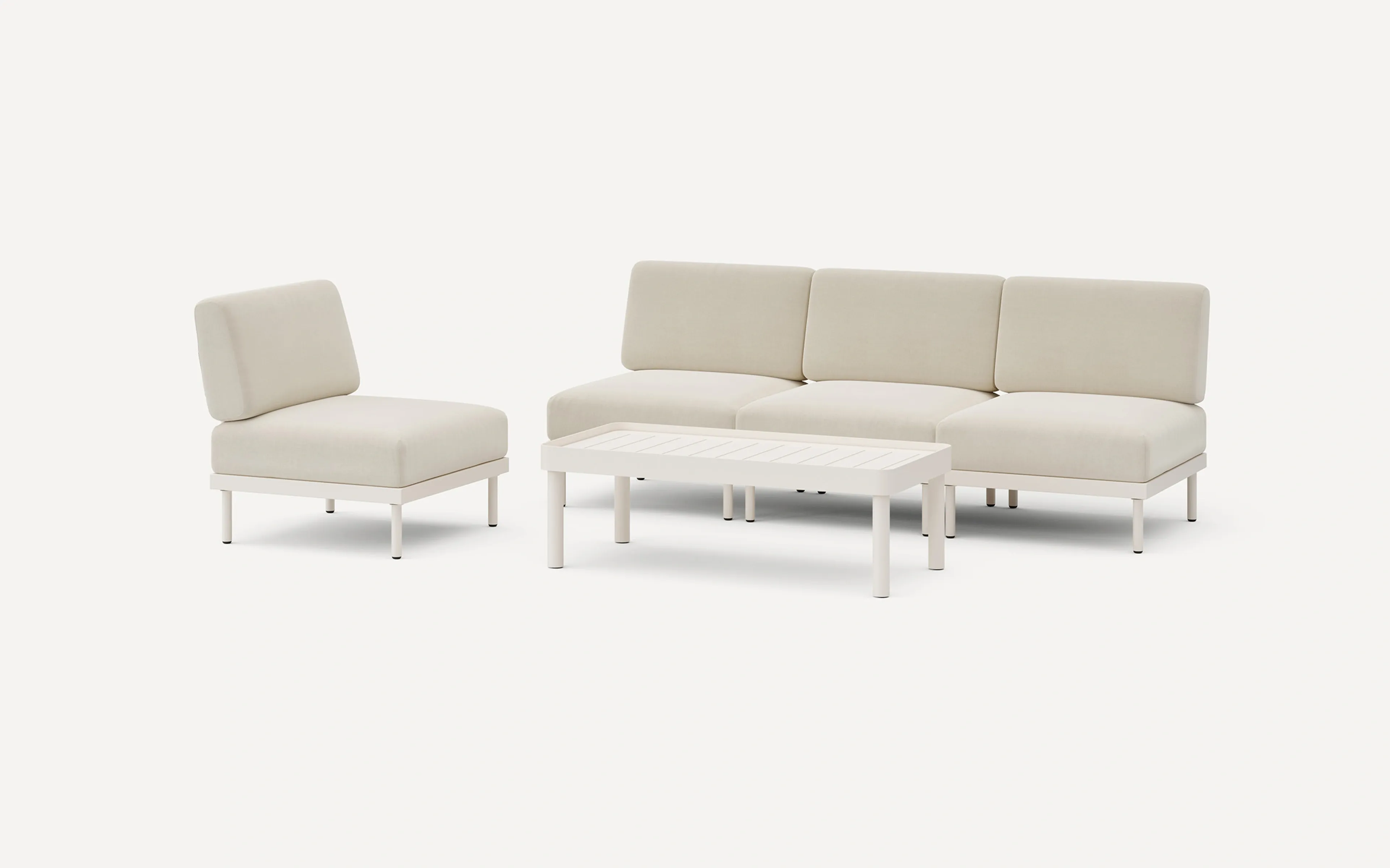 Relay Outdoor 3-Piece Armless Sofa, Chair, & Coffee Table Set