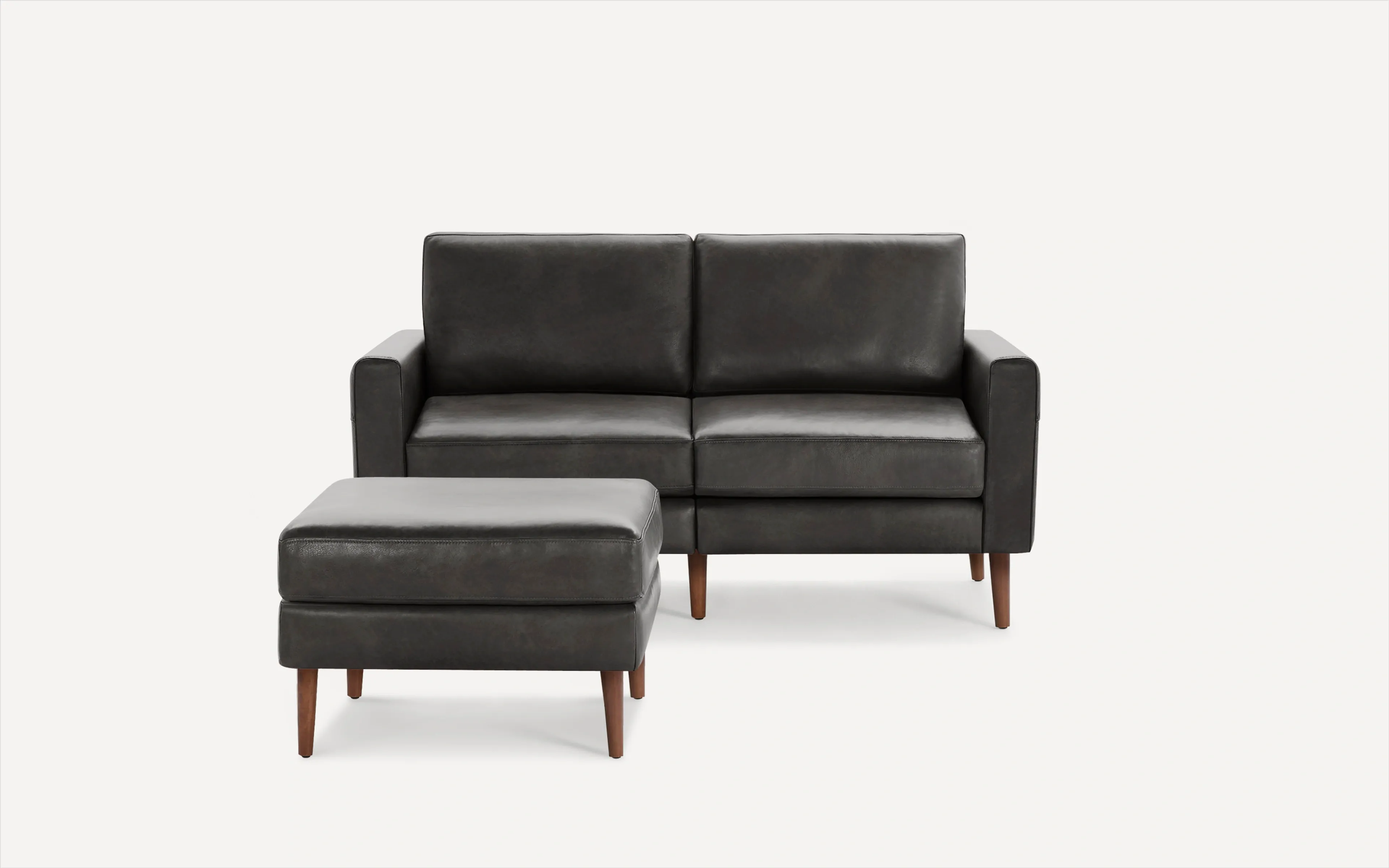 Original Nomad Loveseat with Ottoman in Slate Leather
