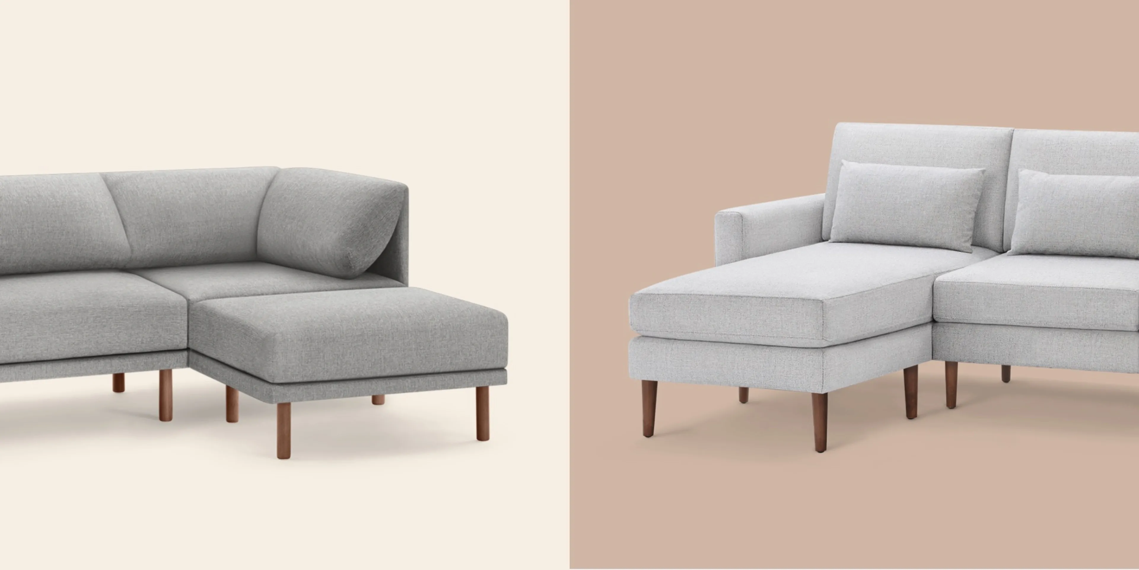 Side-by-side of Range and Nomad sofas from Burrow