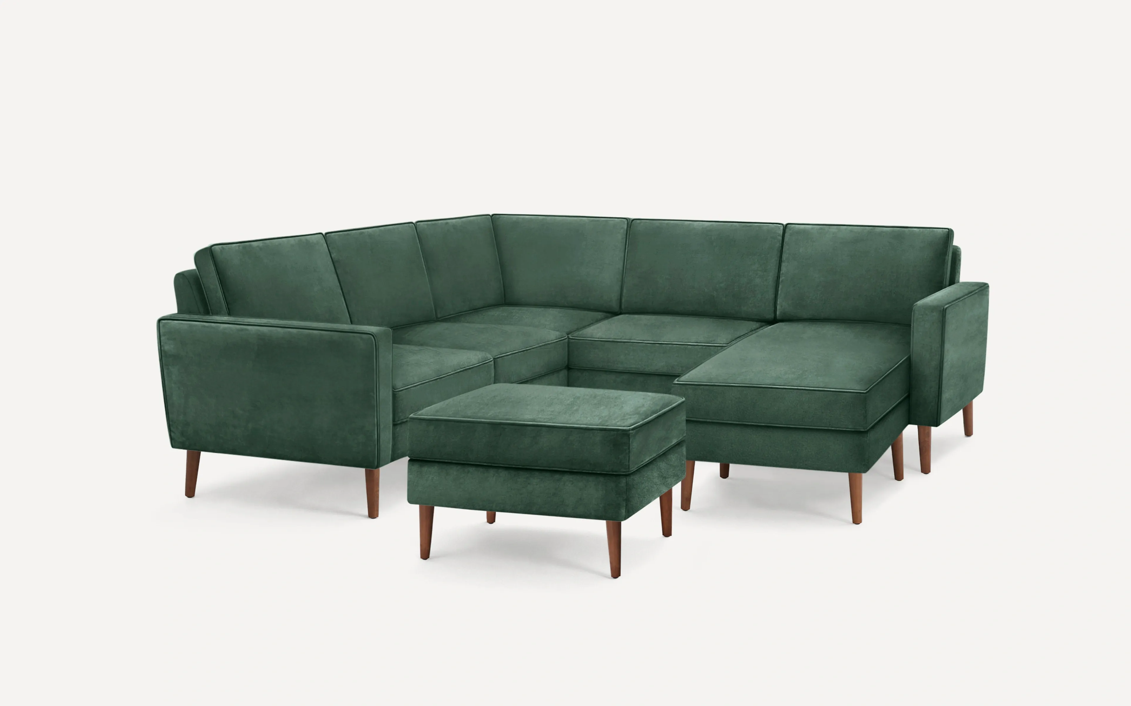 Nomad Velvet 5-Seat Corner Sectional with Chaise and Ottoman