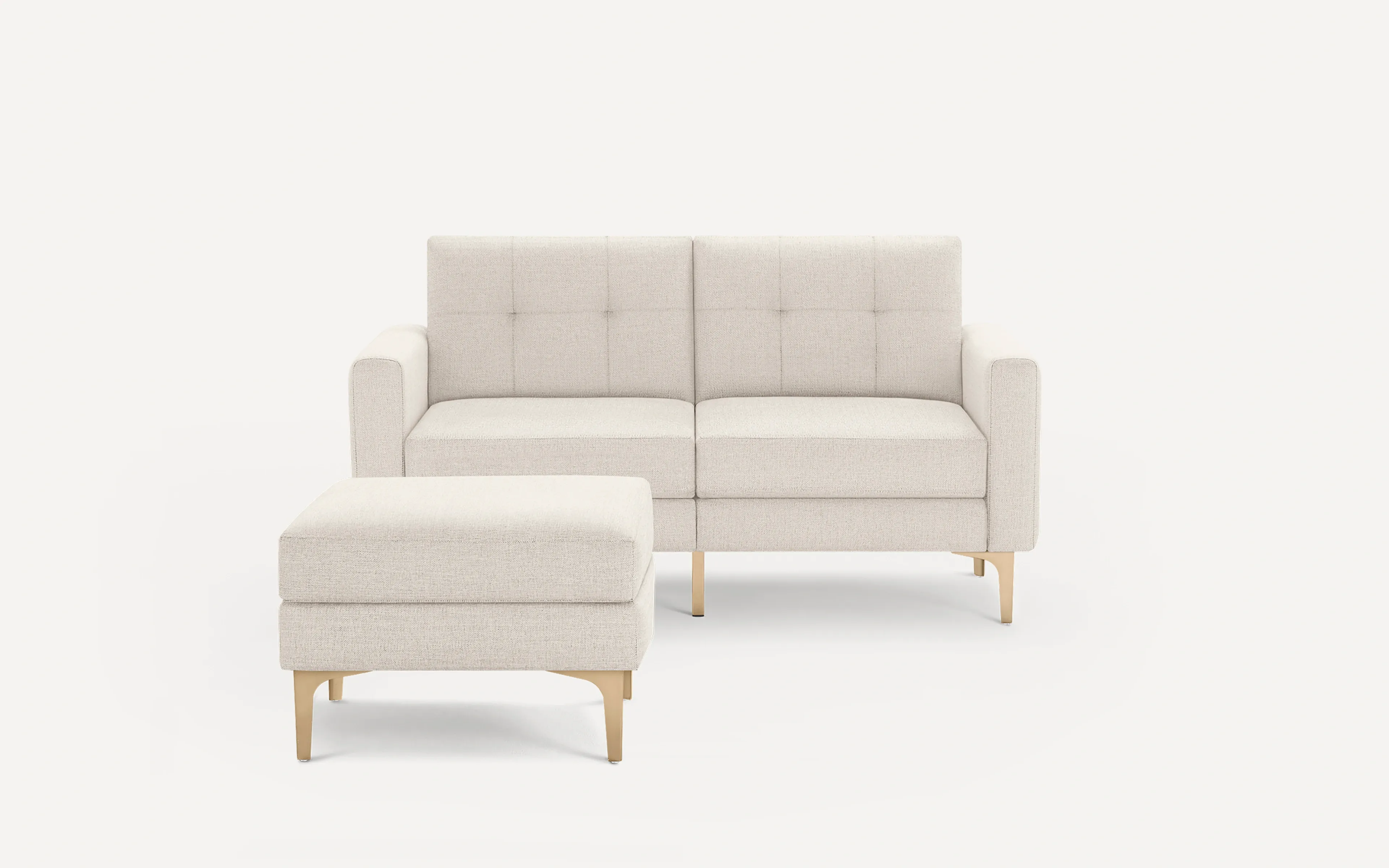 Original Nomad Loveseat with Ottoman in Ivory Fabric