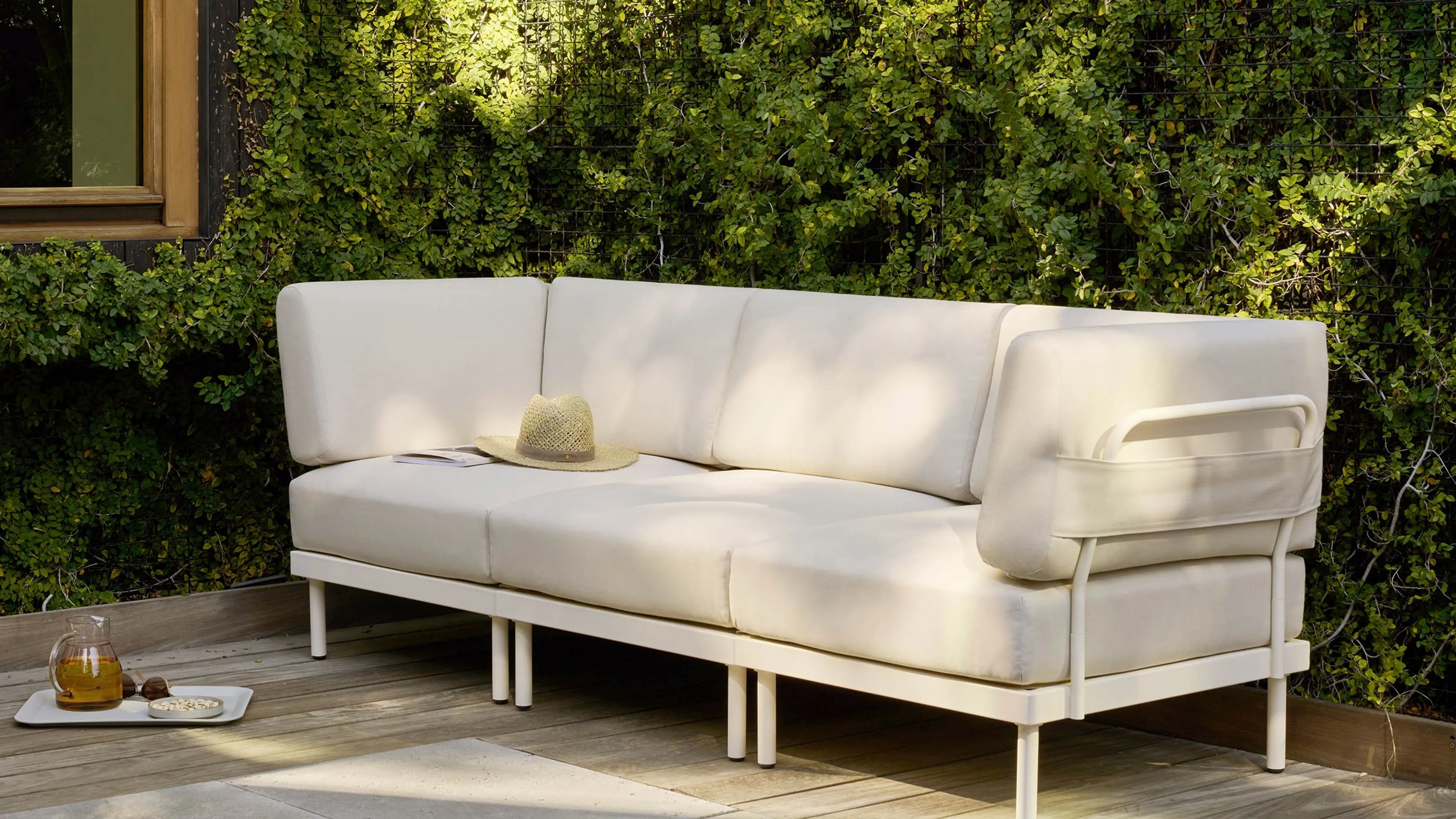 Two Relay Outdoor 3-Piece Sofas & Coffee Table Set