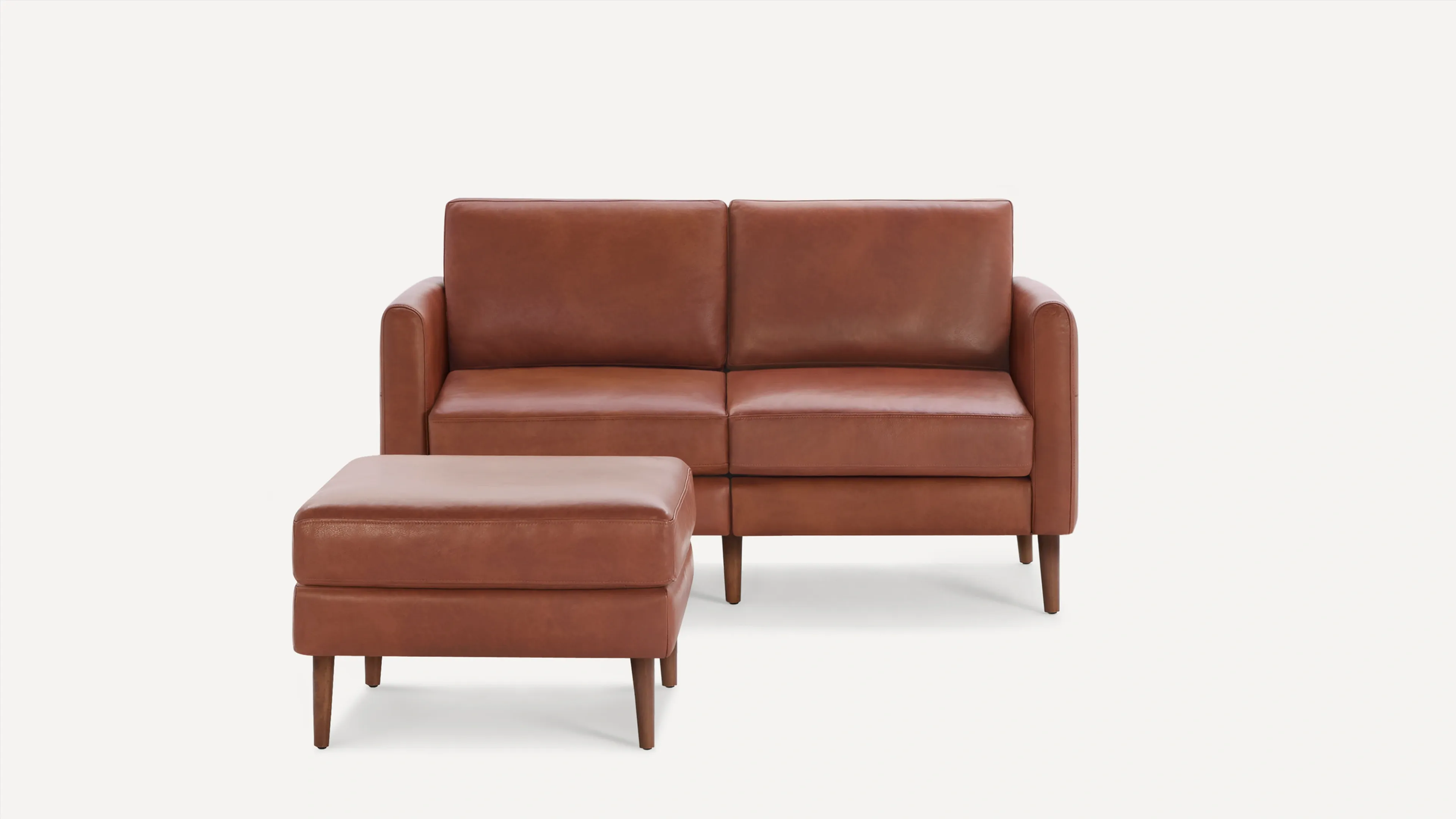 Original Loveseat with Ottoman in Chestnut Leather