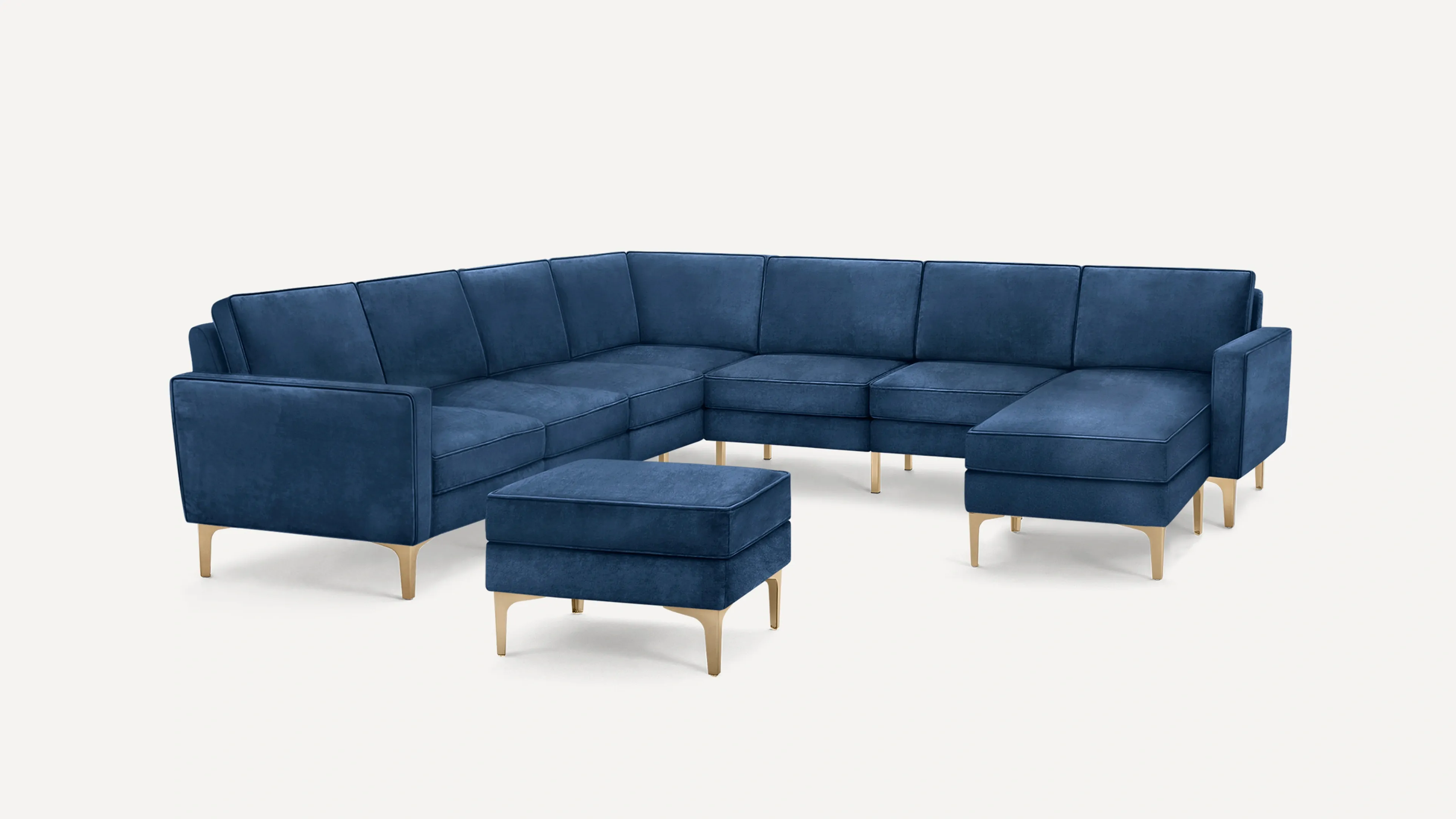 Nomad Velvet 7-Seat Corner Sectional with Chaise and Ottoman
