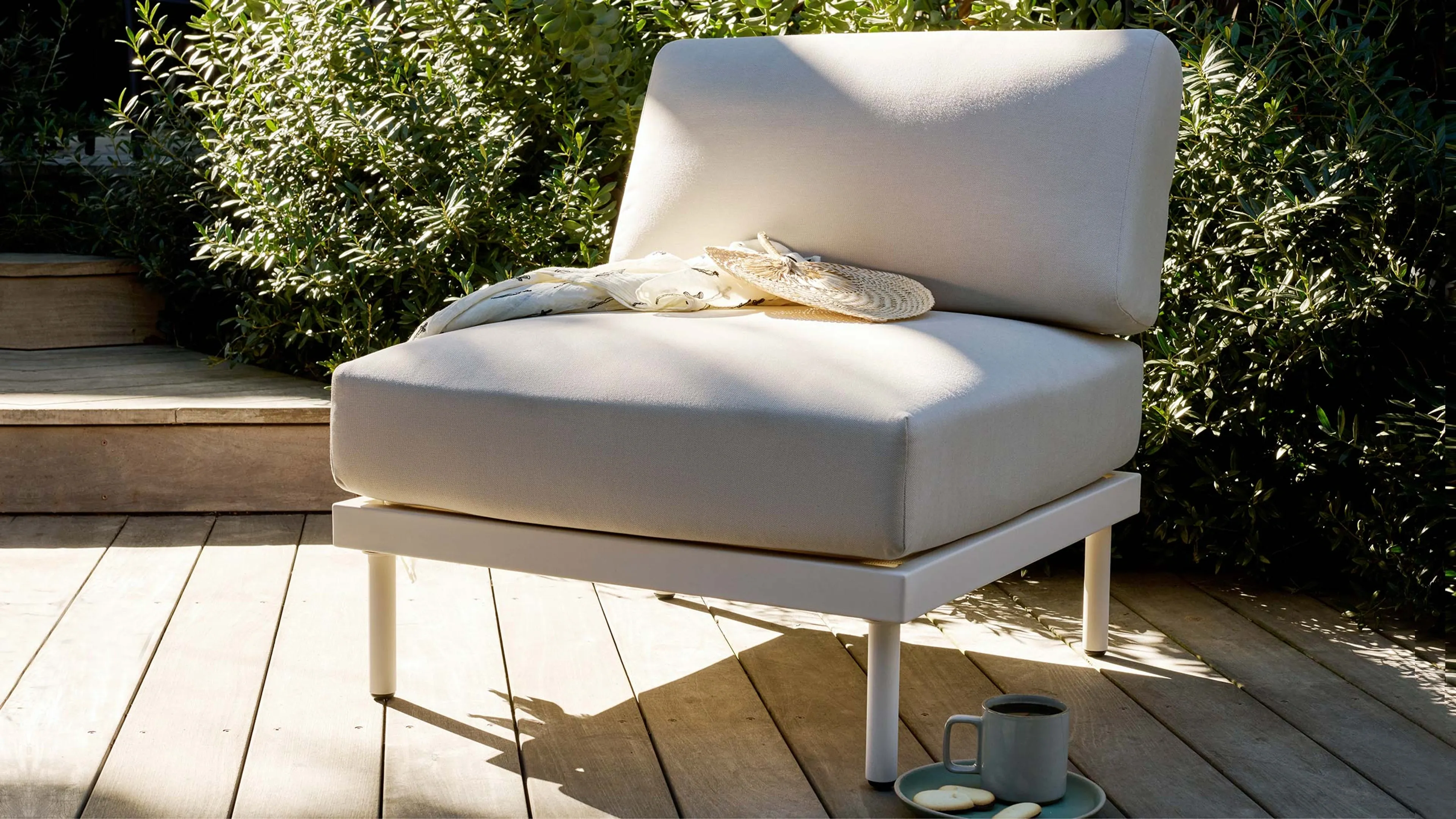Relay Outdoor 2-Piece Armless Sofa, Chair, & Coffee Table Set