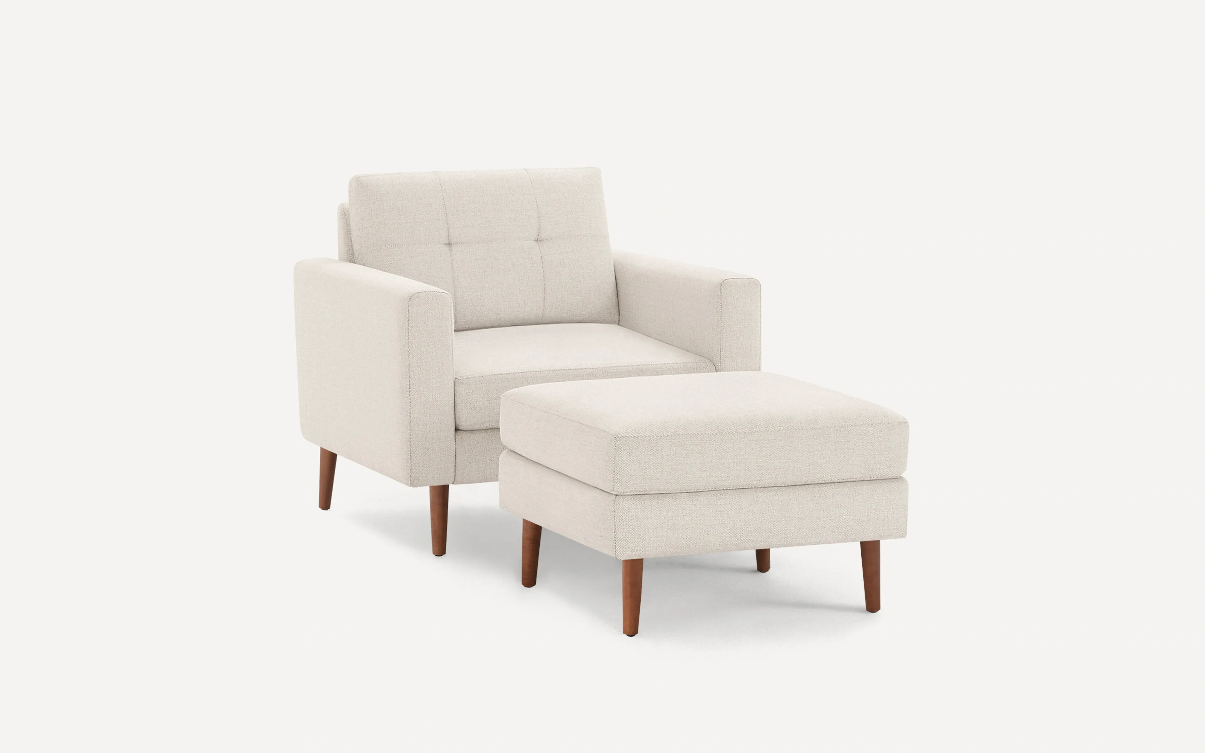 Original Nomad Armchair with Ottoman in Ivory Fabric
