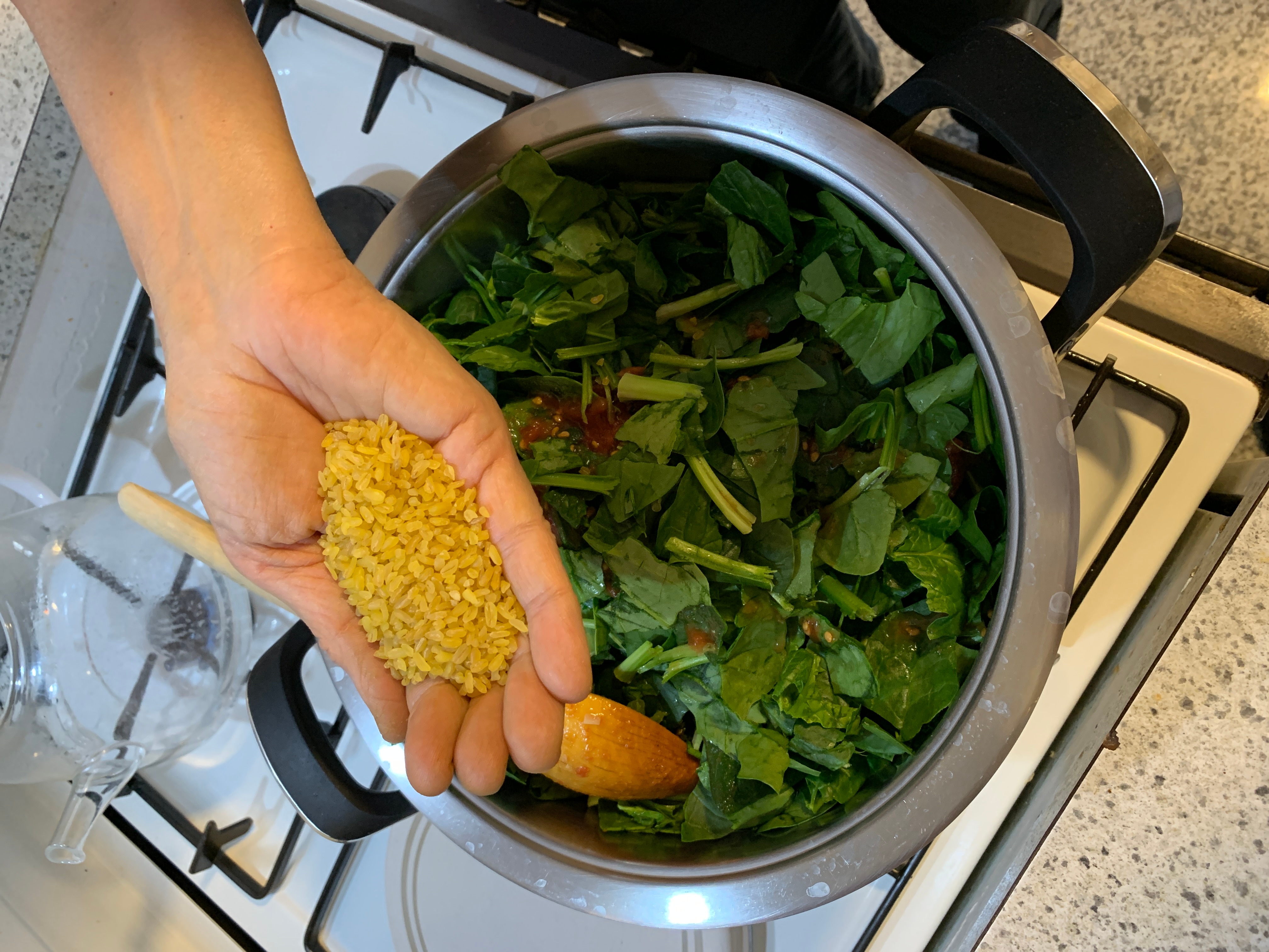 Step 4 for the Sulu Ispanak recipe