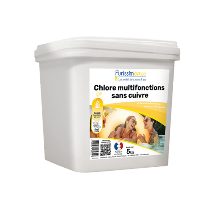 Chlore multifonctions sans cuivre 250g