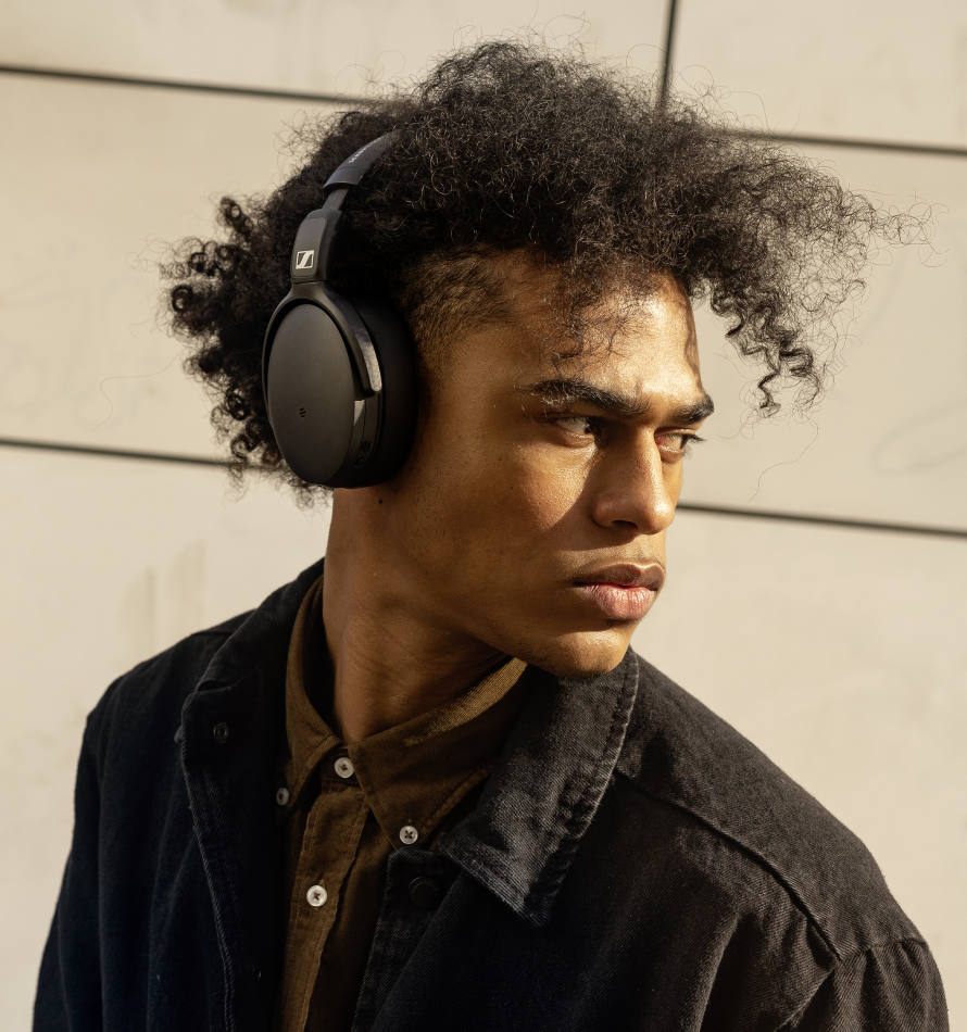 Man with HD 350 BT headphones