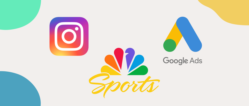 The logos of Instagram, Google Ads and NBC Sports Next