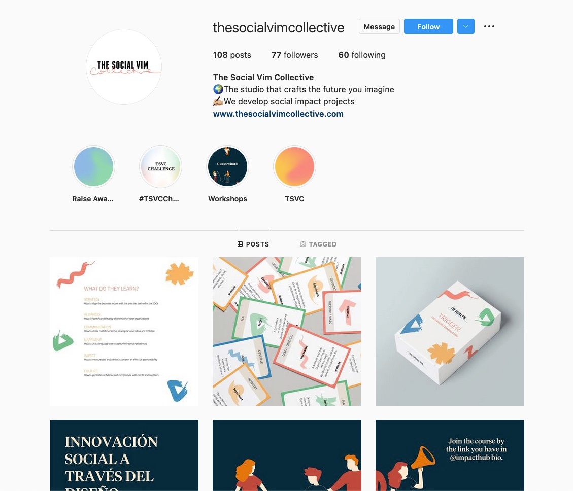 Captura de pantalla de la pàgina d'Instagram d'@thesocialvimcollective
