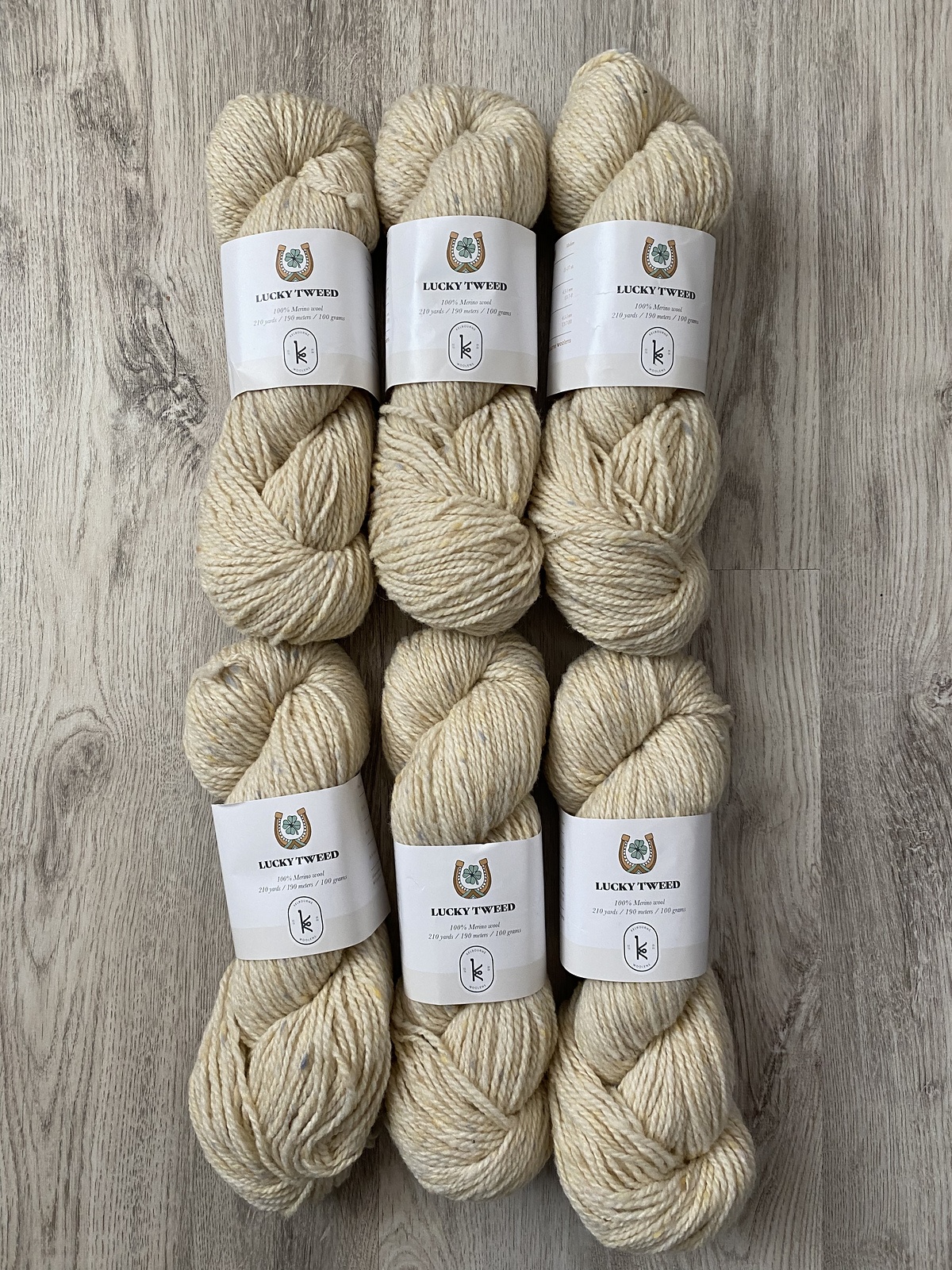 Six skeins of worsted weight yarn from Kelbourne Woolens.