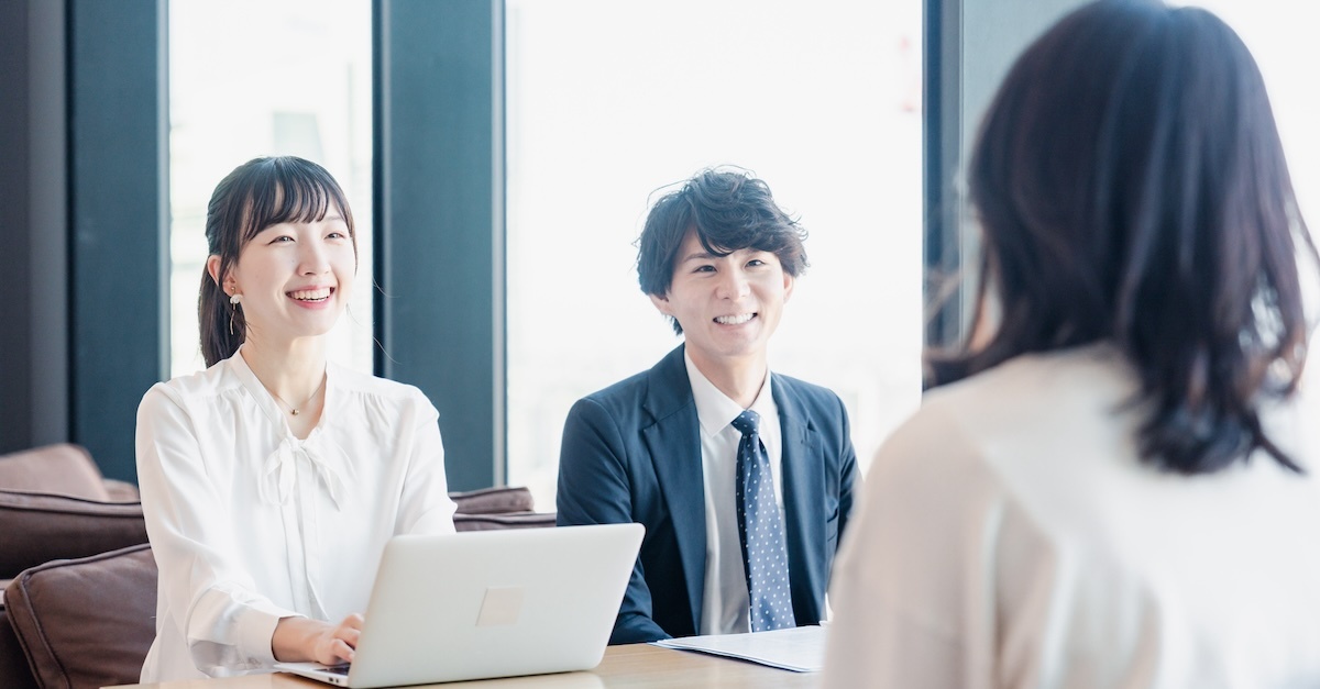 two people interviewing a potential employee