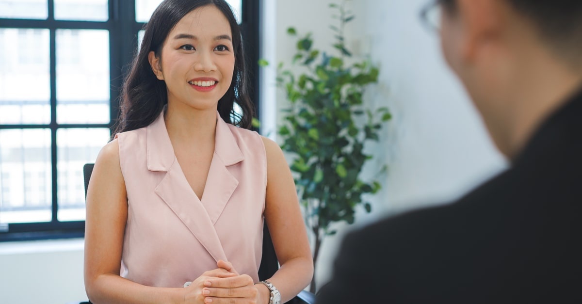 woman in interview for new job