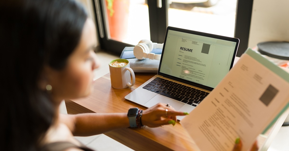 woman creating a resume