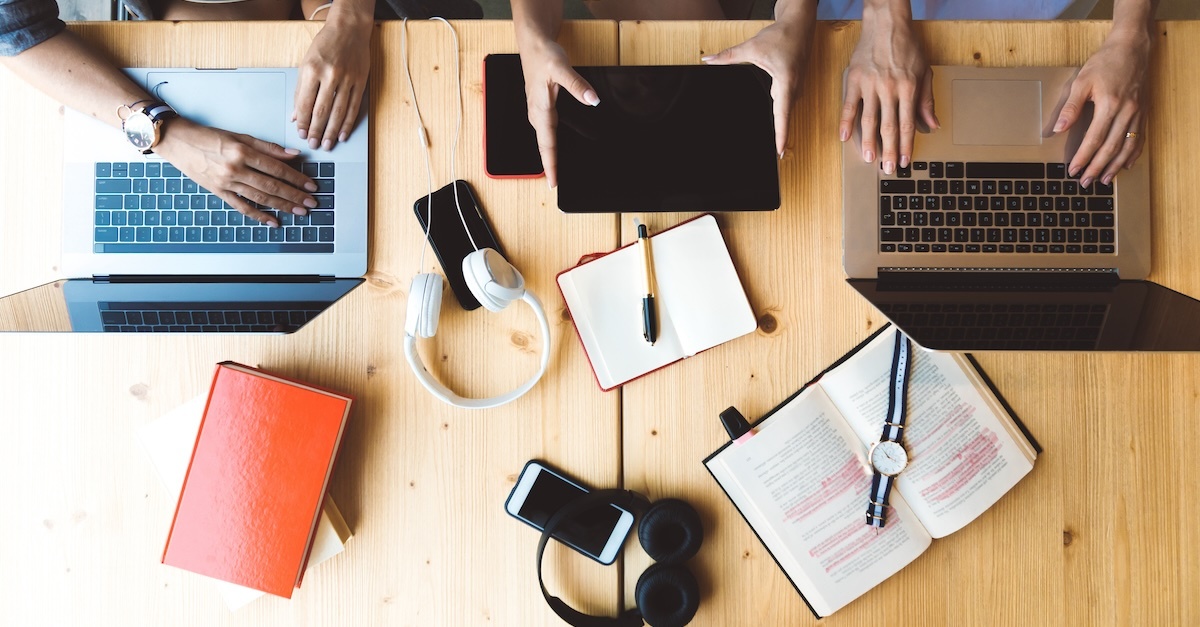 workspace with laptops