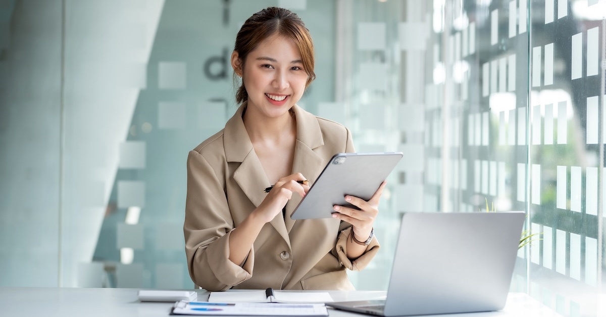 woman working at desk