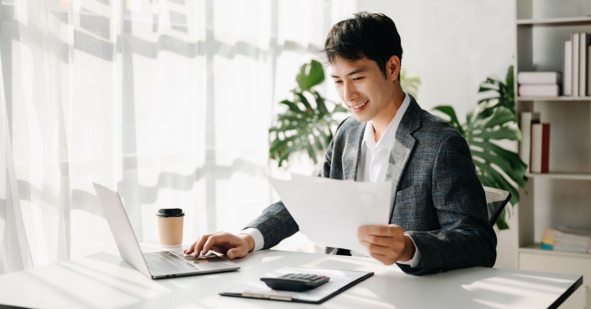 Man looking up different career opportunities  