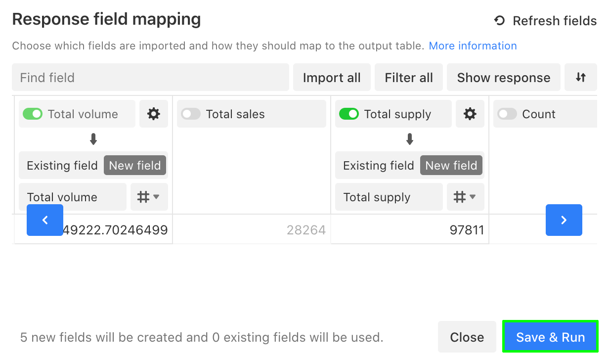 OpenSea Response field mappping