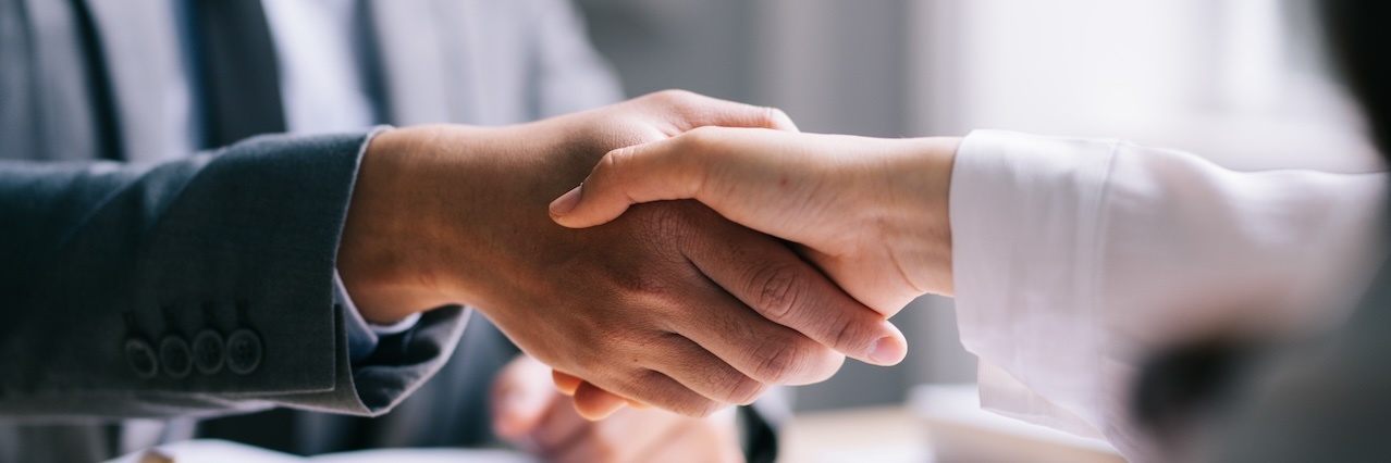 A handshake between two people