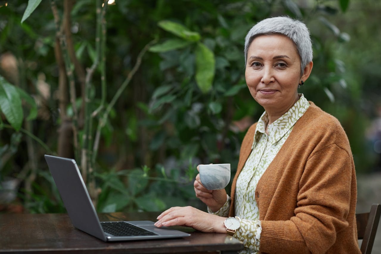 A retiree enjoying her free time after her casual work hours