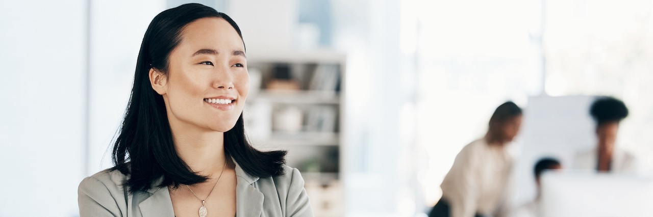 woman with black hair in a workplace