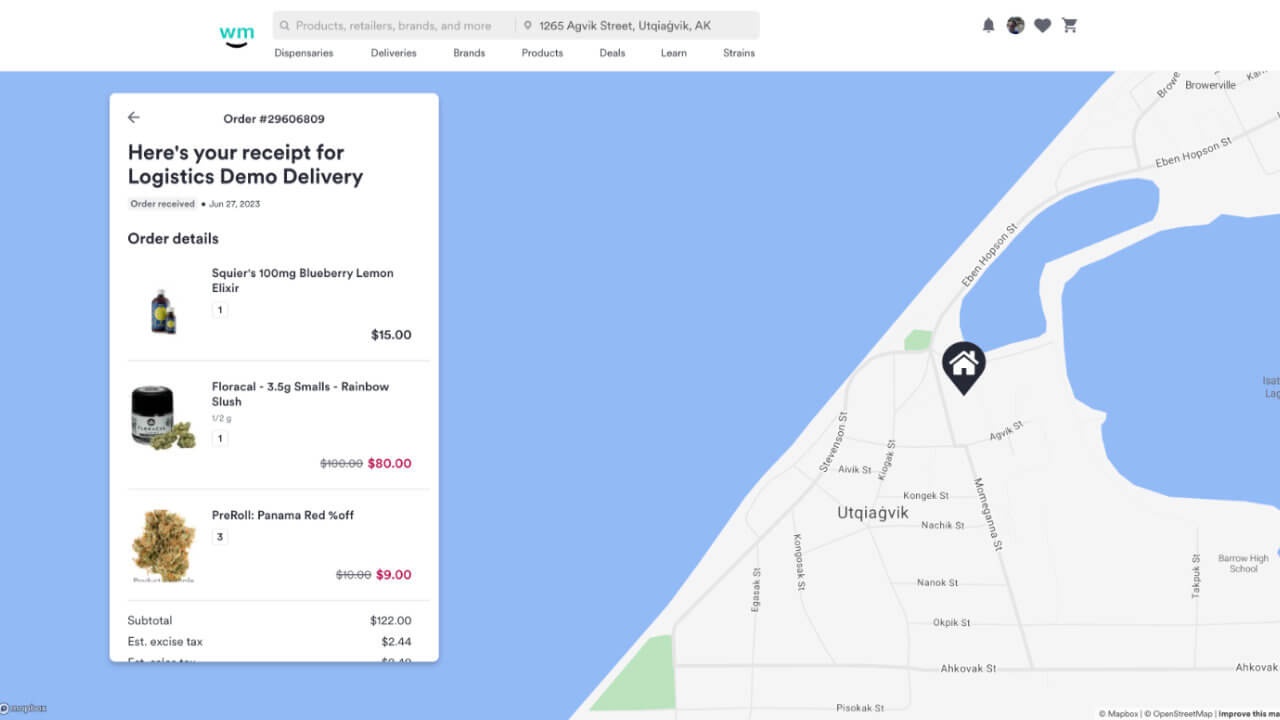 The receipt view for the post-order flow