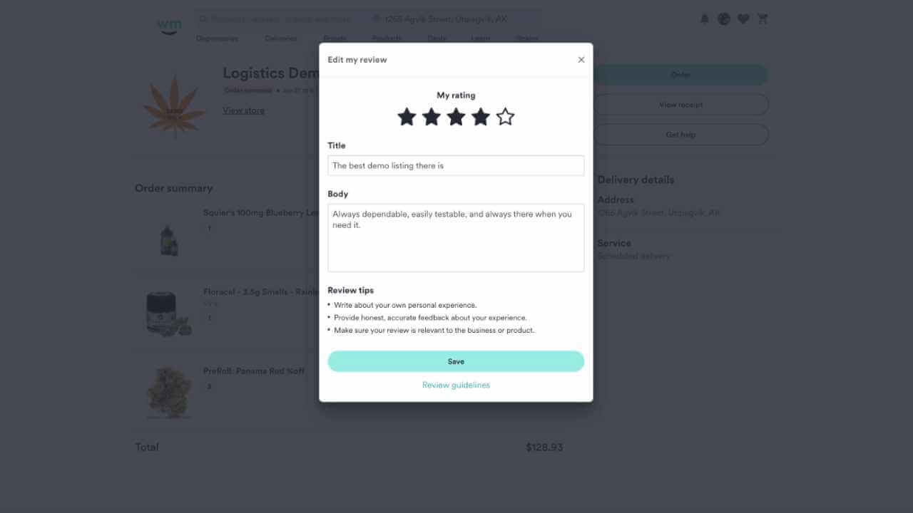 New review system UI after your order has concluded