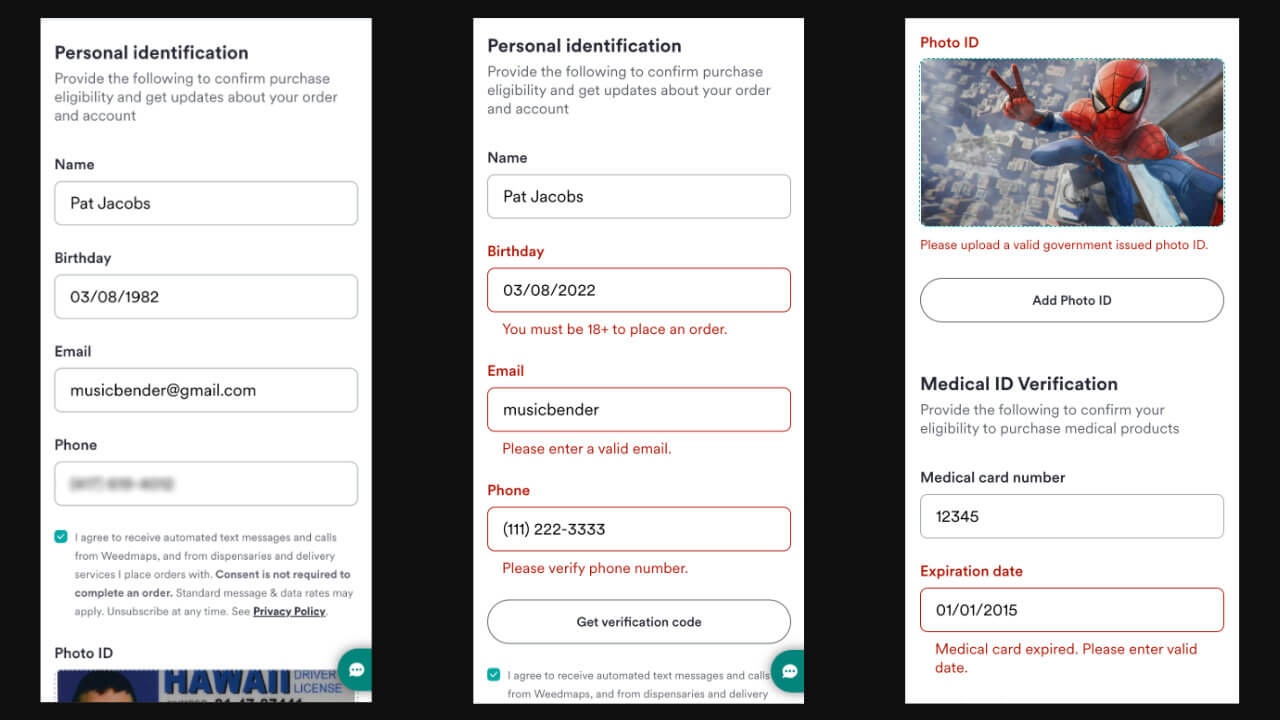 Personal info form with accessible inline error states