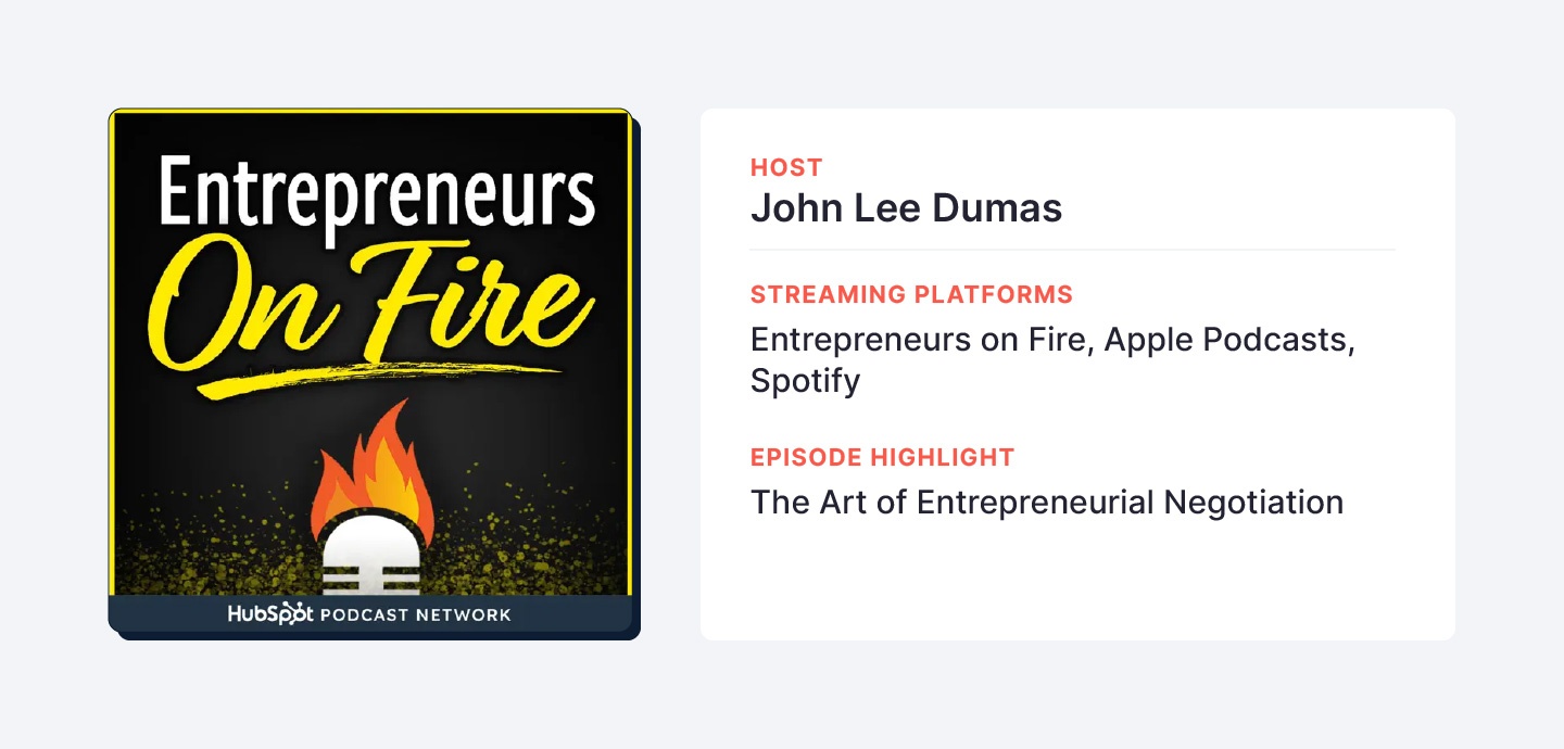 'Entrepreneurs On Fire' is hosted by John Lee Dumas, an author and award-winning podcaster.