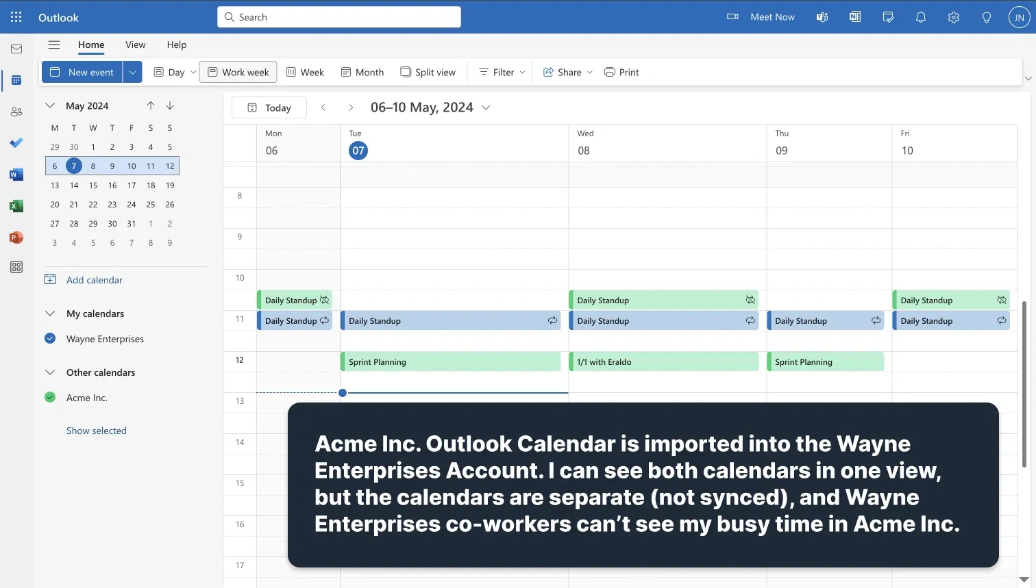 Sharing Outlook Calendars Example