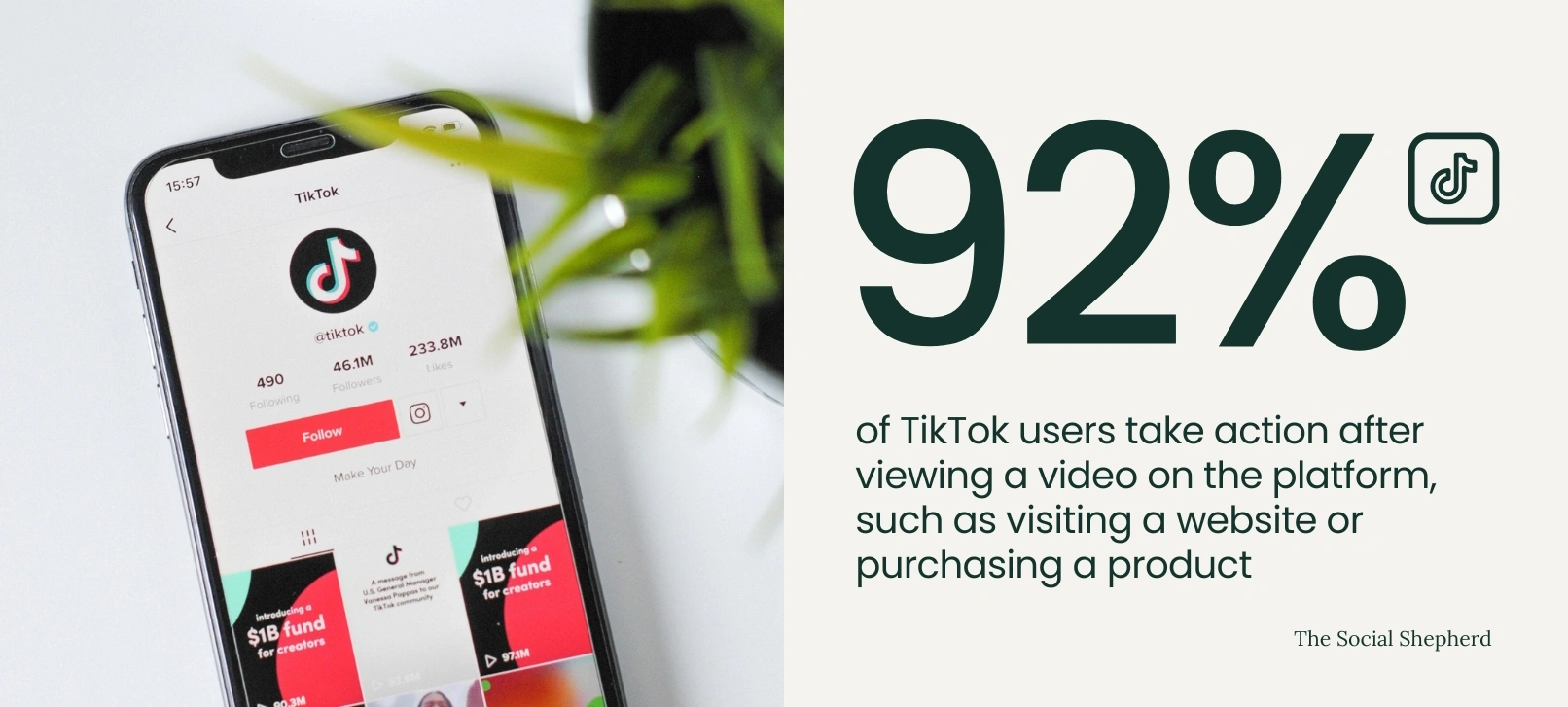 Mobile som visar Tiktok statistik 