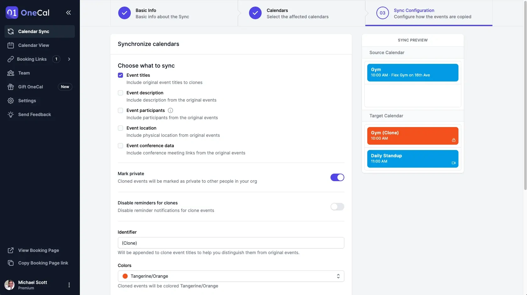 OneCal Advanced Calendar Sync Settings