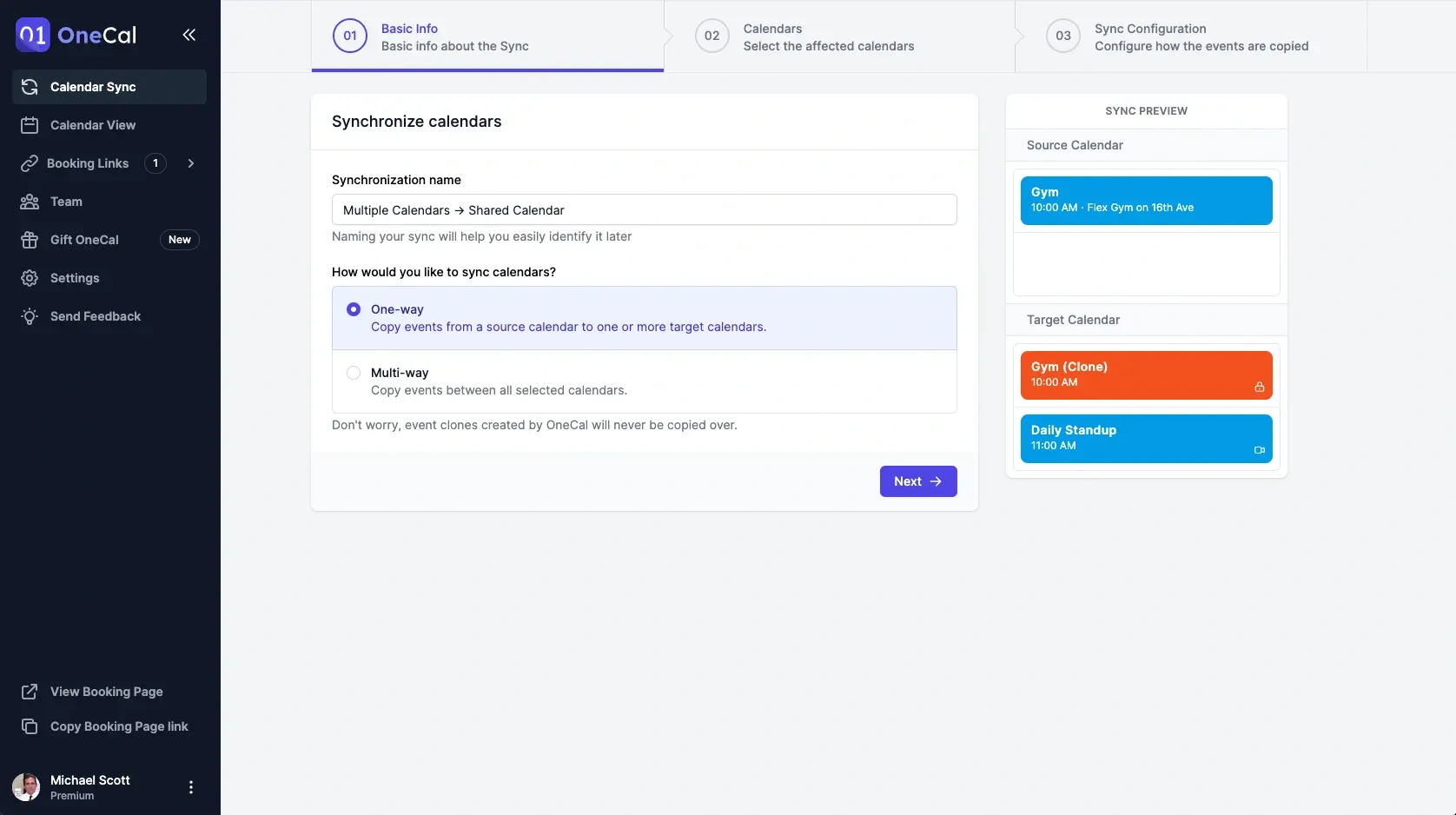 OneCal Calendar Sync - One-way sync