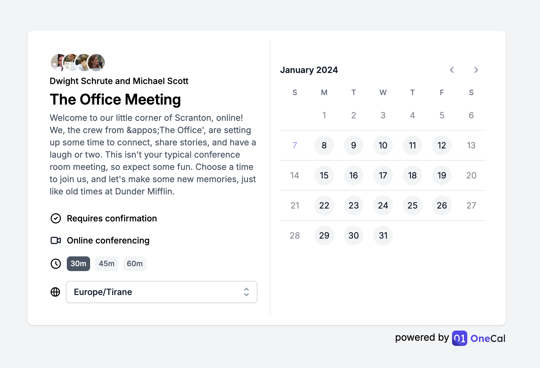 OneCal Collective Scheduling Link
