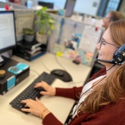 Women working with headset 