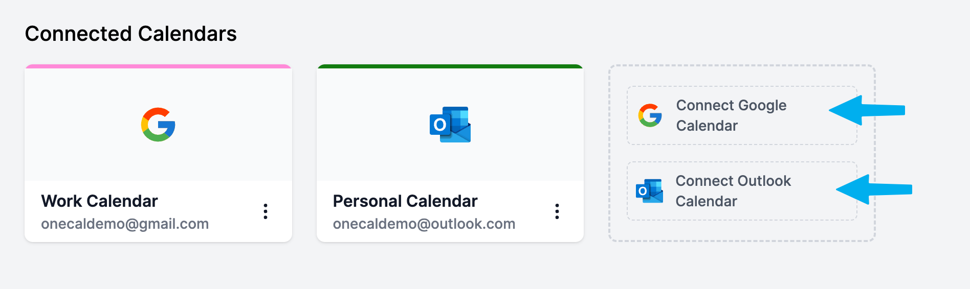 OneCal - Connect calendars UI