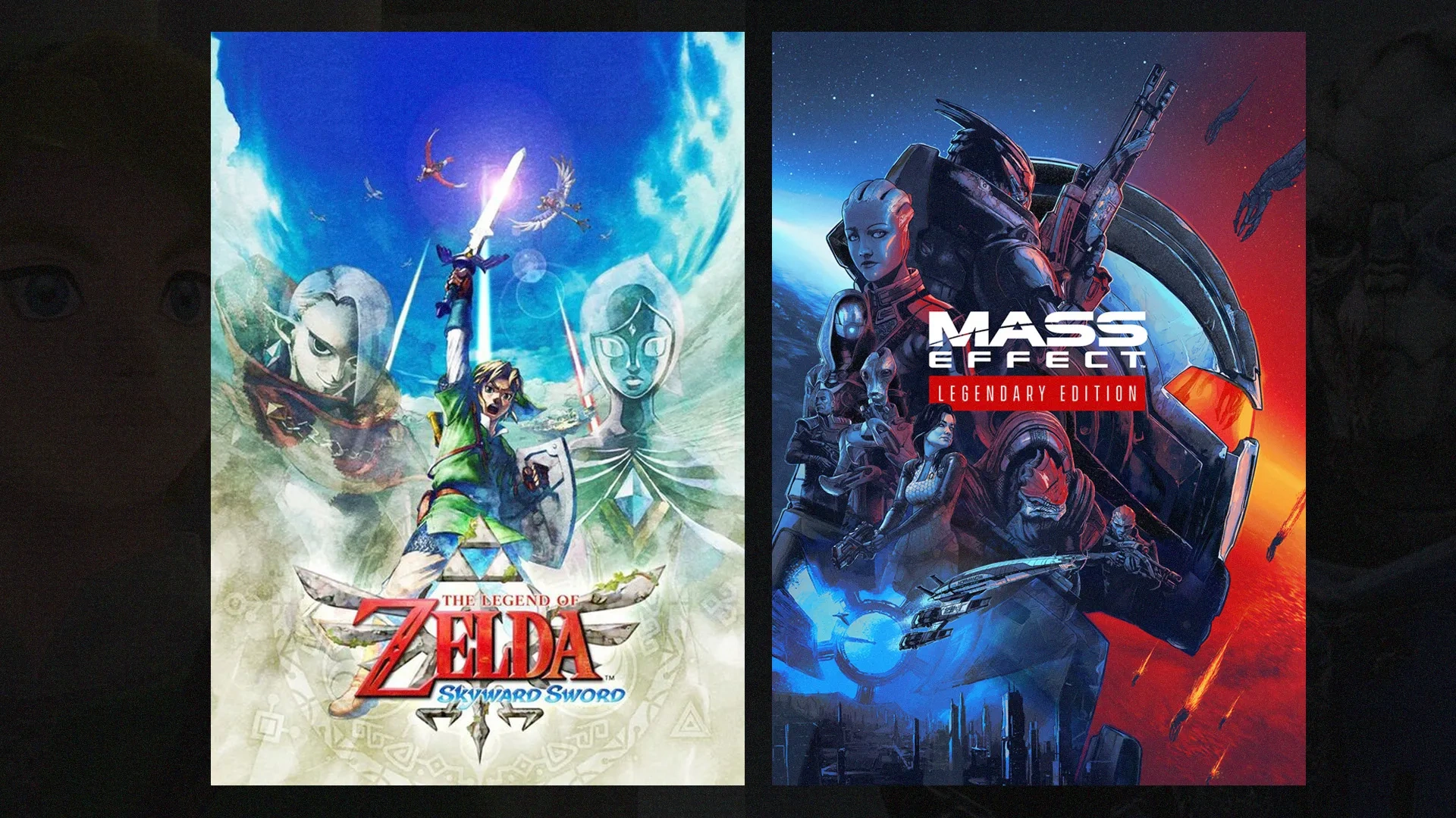 Capas dos Remasters do Zelda Skyward Sword e Mass Effect: Legendary Edition