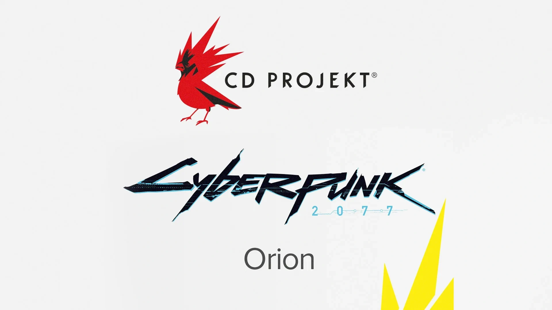 Logos de Cima para baixo : CD PROJEKT RED, Cyberpunk 2077 e Orion