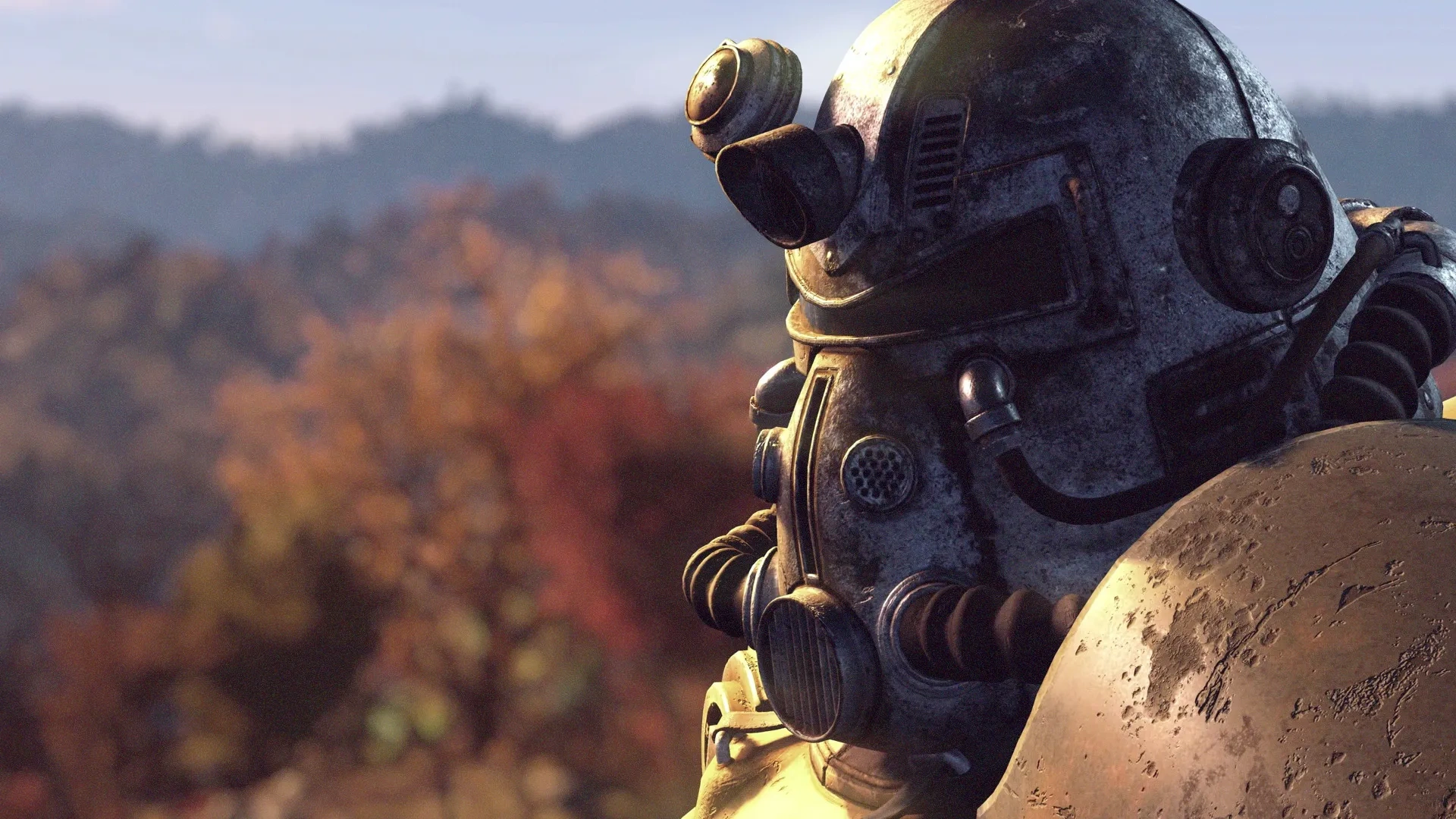 Uma captura que mostra um Power Armor dentro do jogo Fallout 76